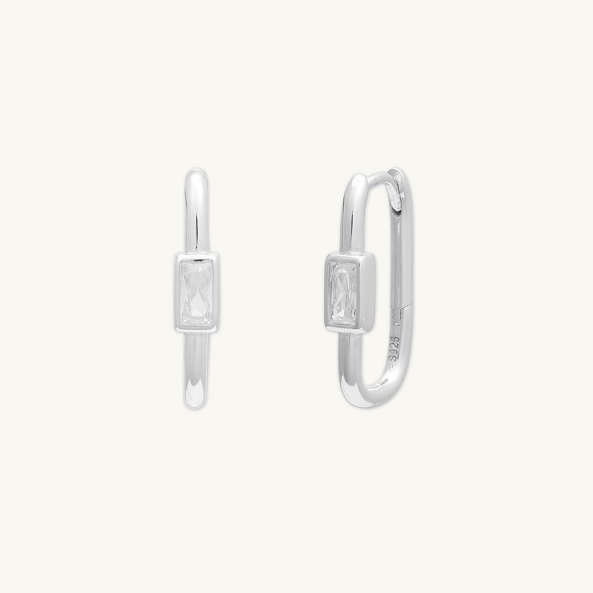 Long Baguette Huggie Hoops Earrings - Camile & Stone