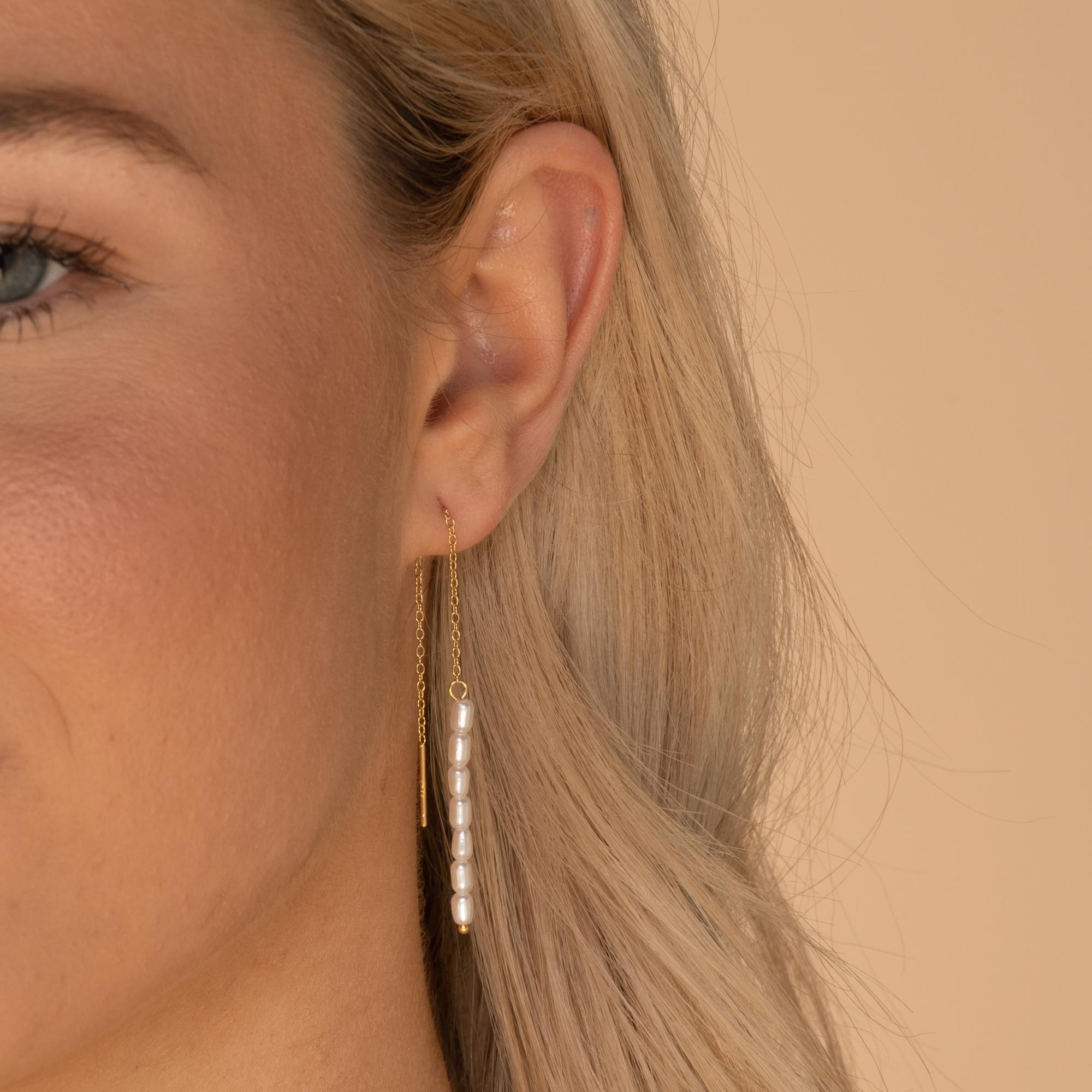 Long Pearl Threader Earrings - Camile & Stone