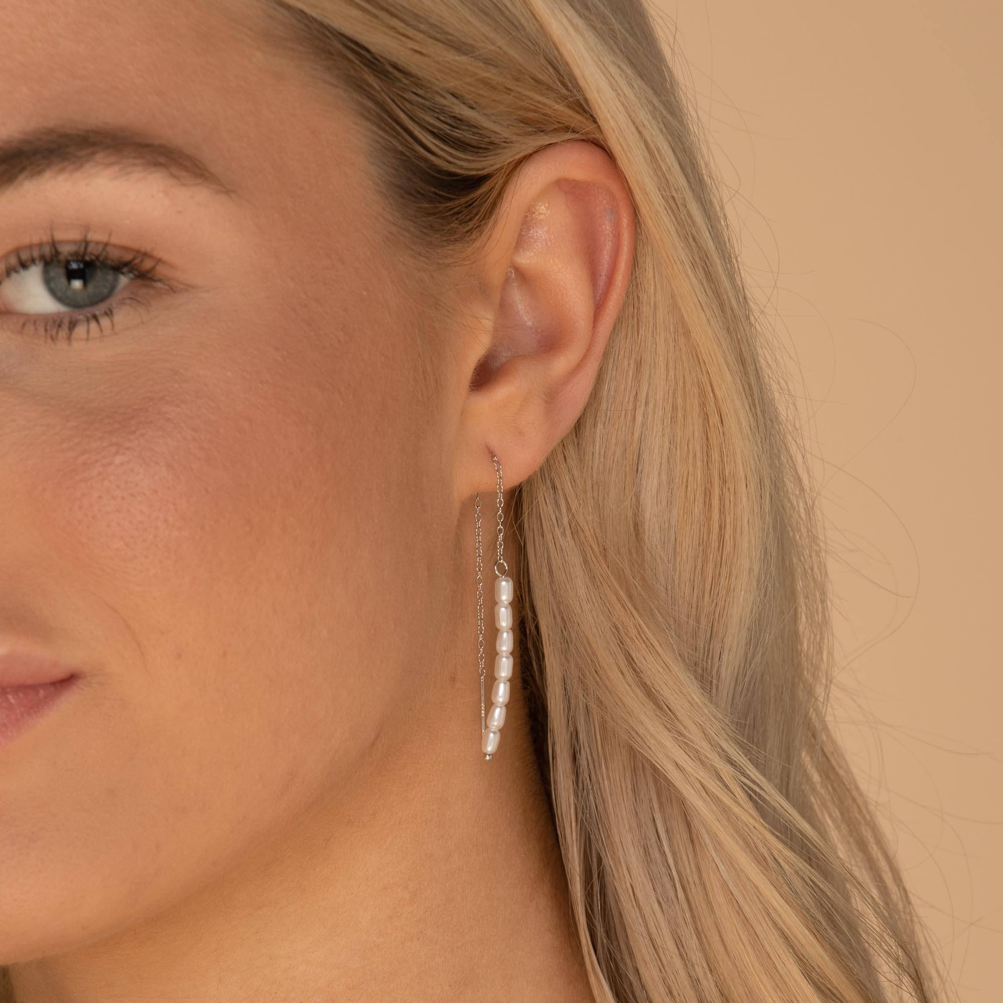 Long Pearl Threader Earrings - Camile & Stone