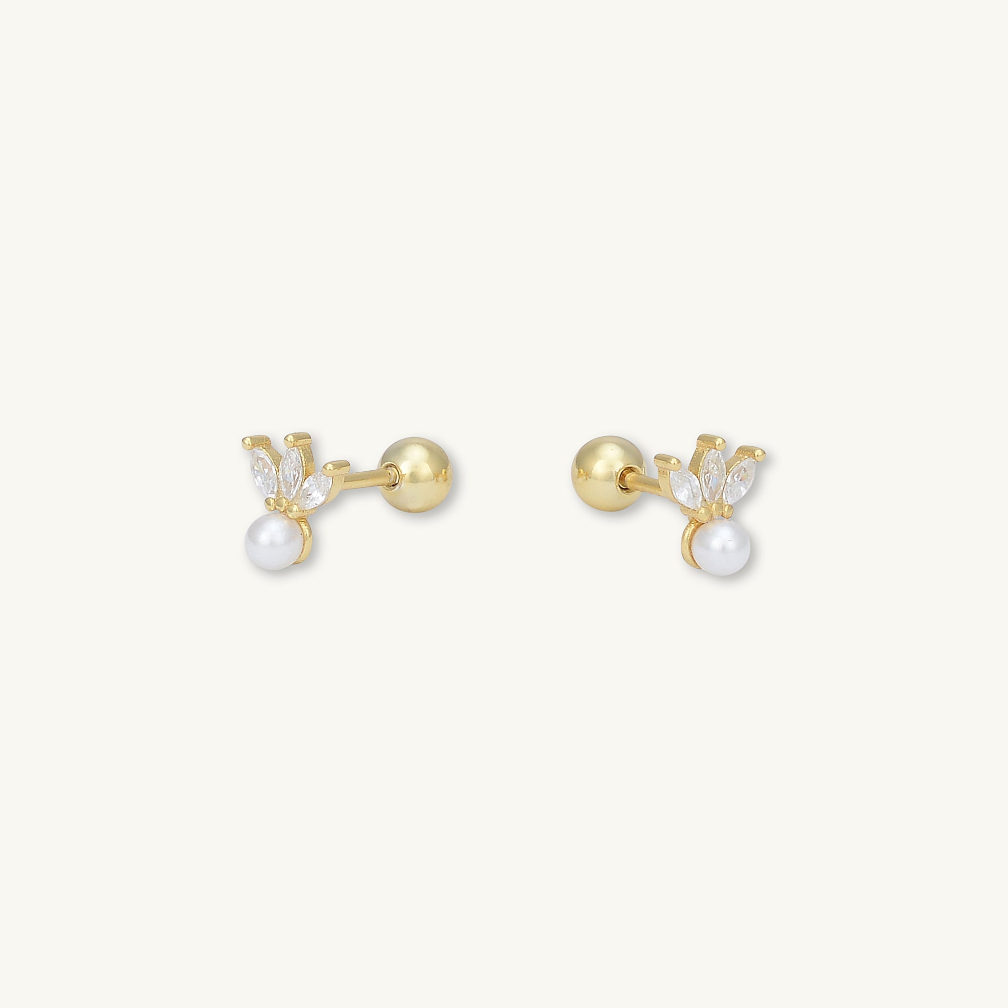 Lotus Pearl Sapphire Barbell Stud Cartilage Earrings - Camile & Stone