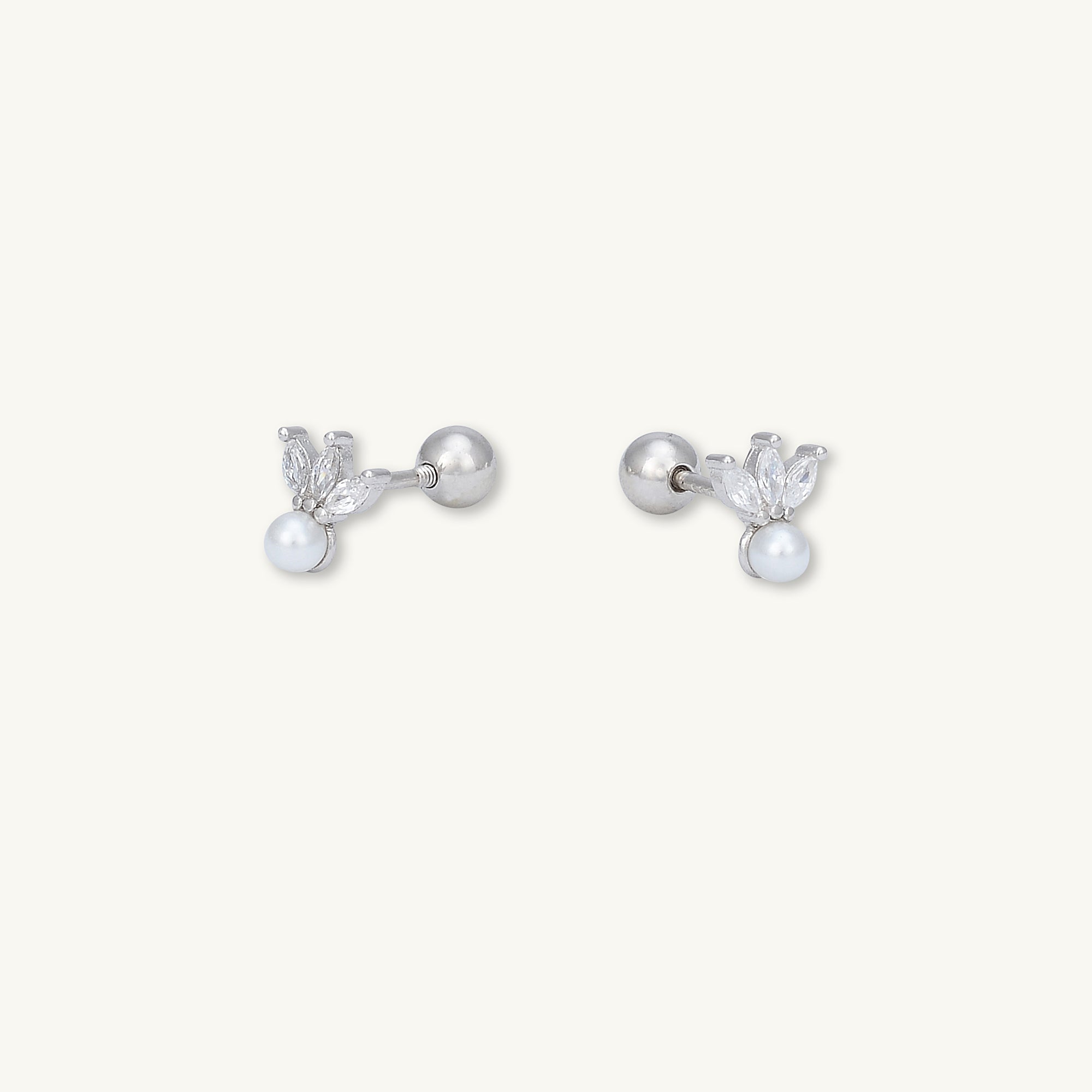 Lotus Pearl Sapphire Barbell Stud Cartilage Earrings - Camile & Stone