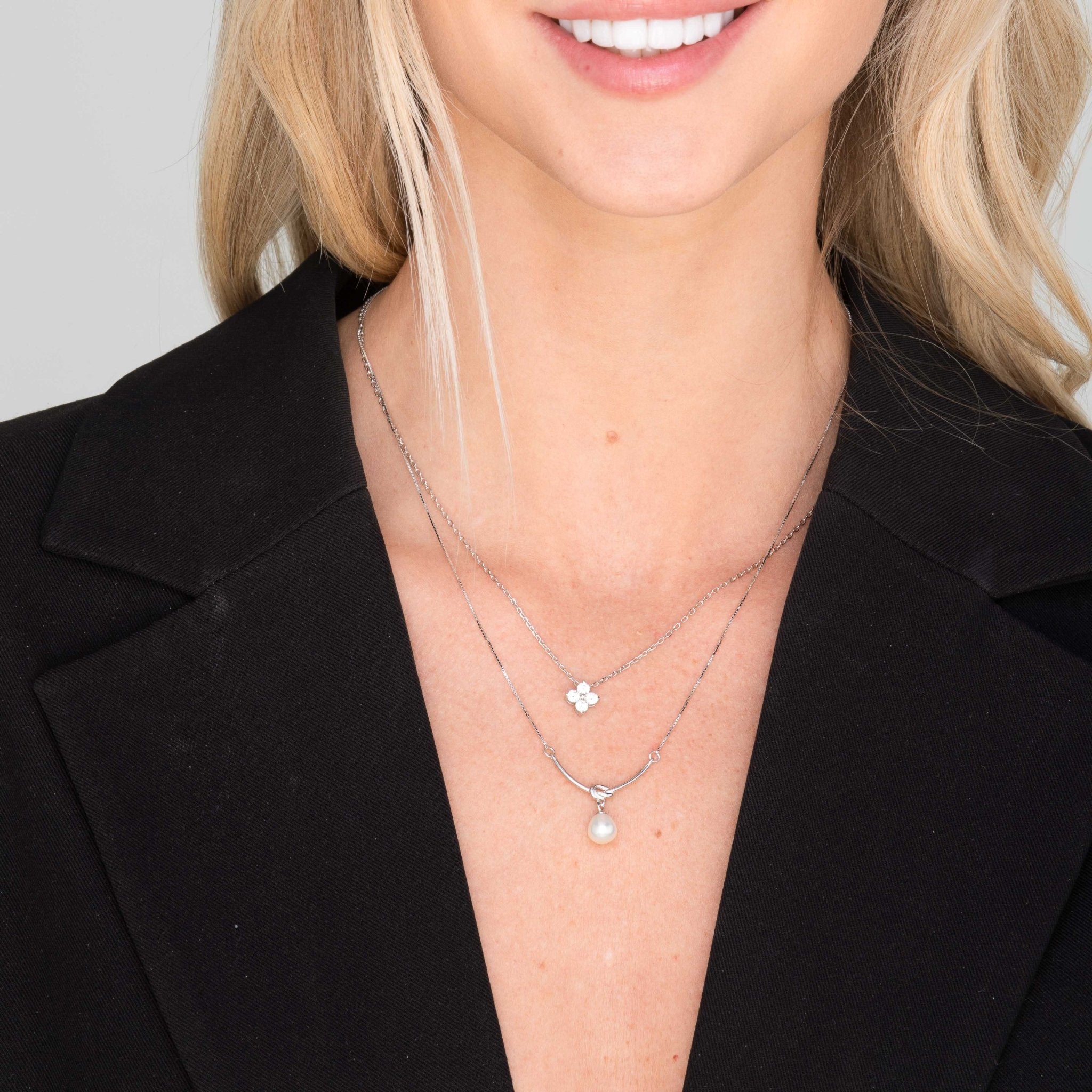 Love Knot Freshwater Pearl Drop Necklace - Camile & Stone