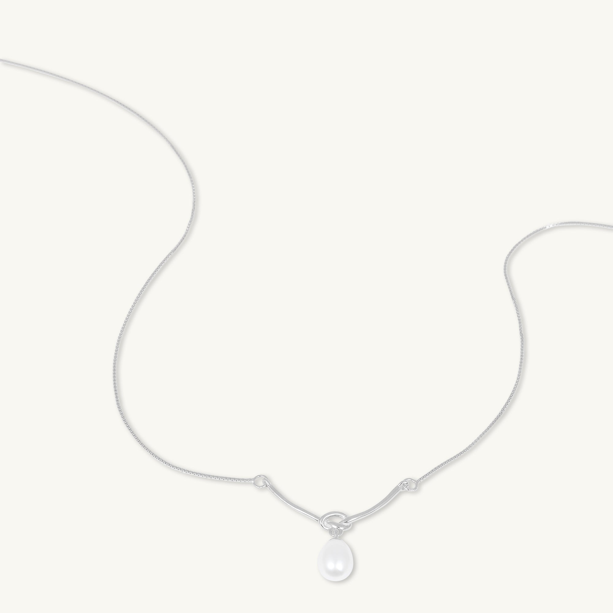 Love Knot Freshwater Pearl Drop Necklace - Camile & Stone