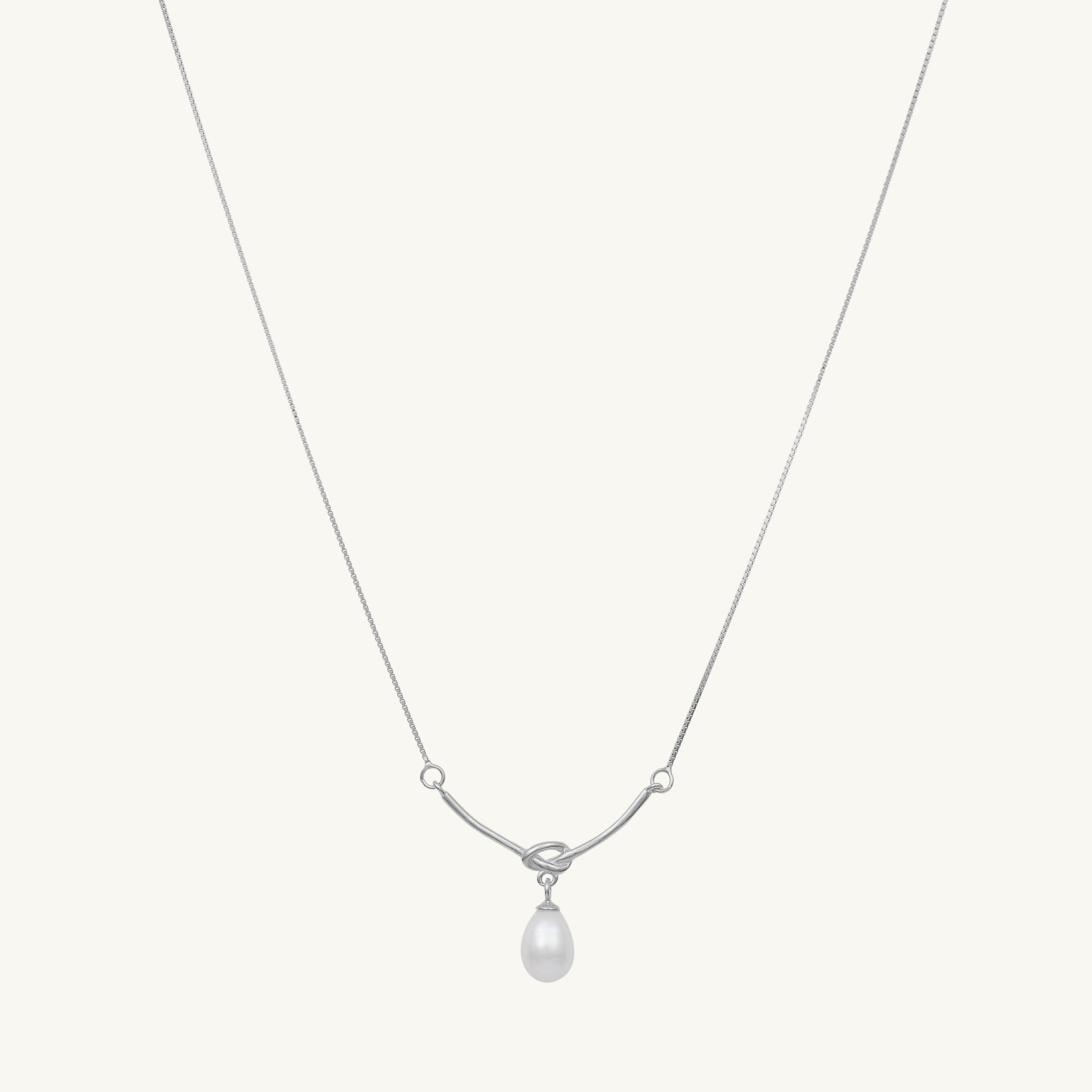 Love Knot Freshwater Pearl Drop Necklace - Camile & Stone