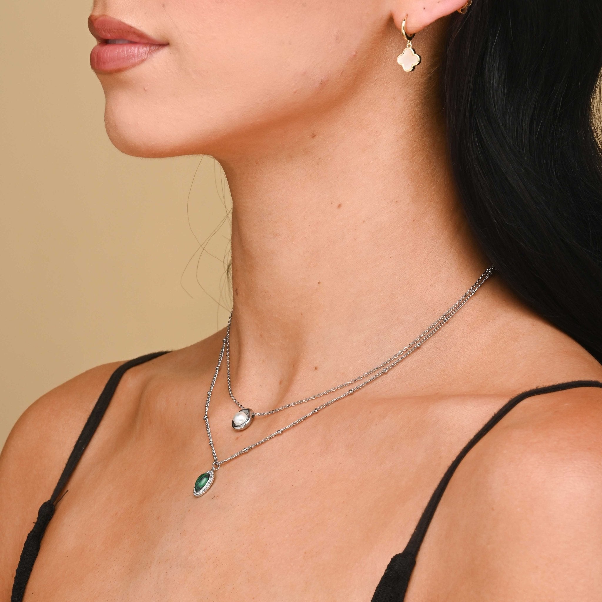 Malachite Vintage Oval Satellite Necklace - Camile & Stone