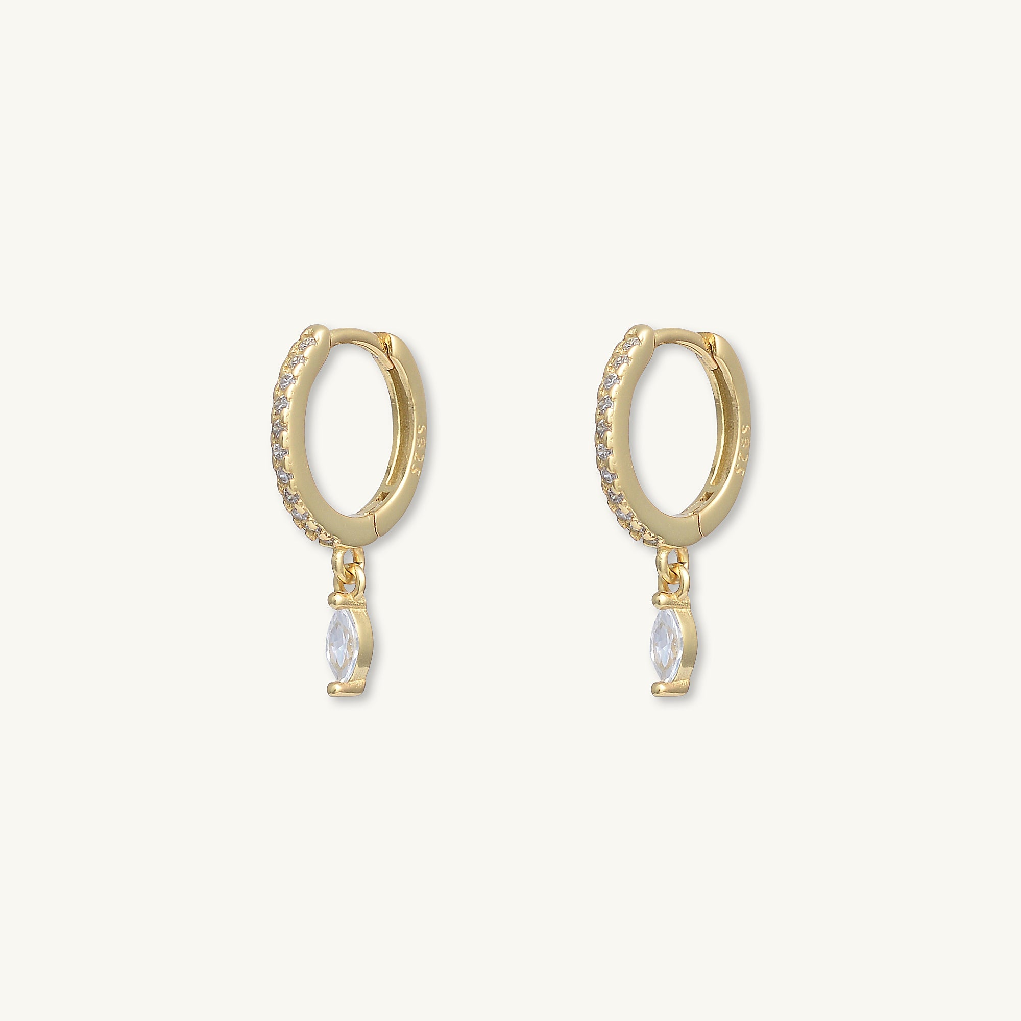Marquise Dangle Zirconia Huggie Earrings - Camile & Stone