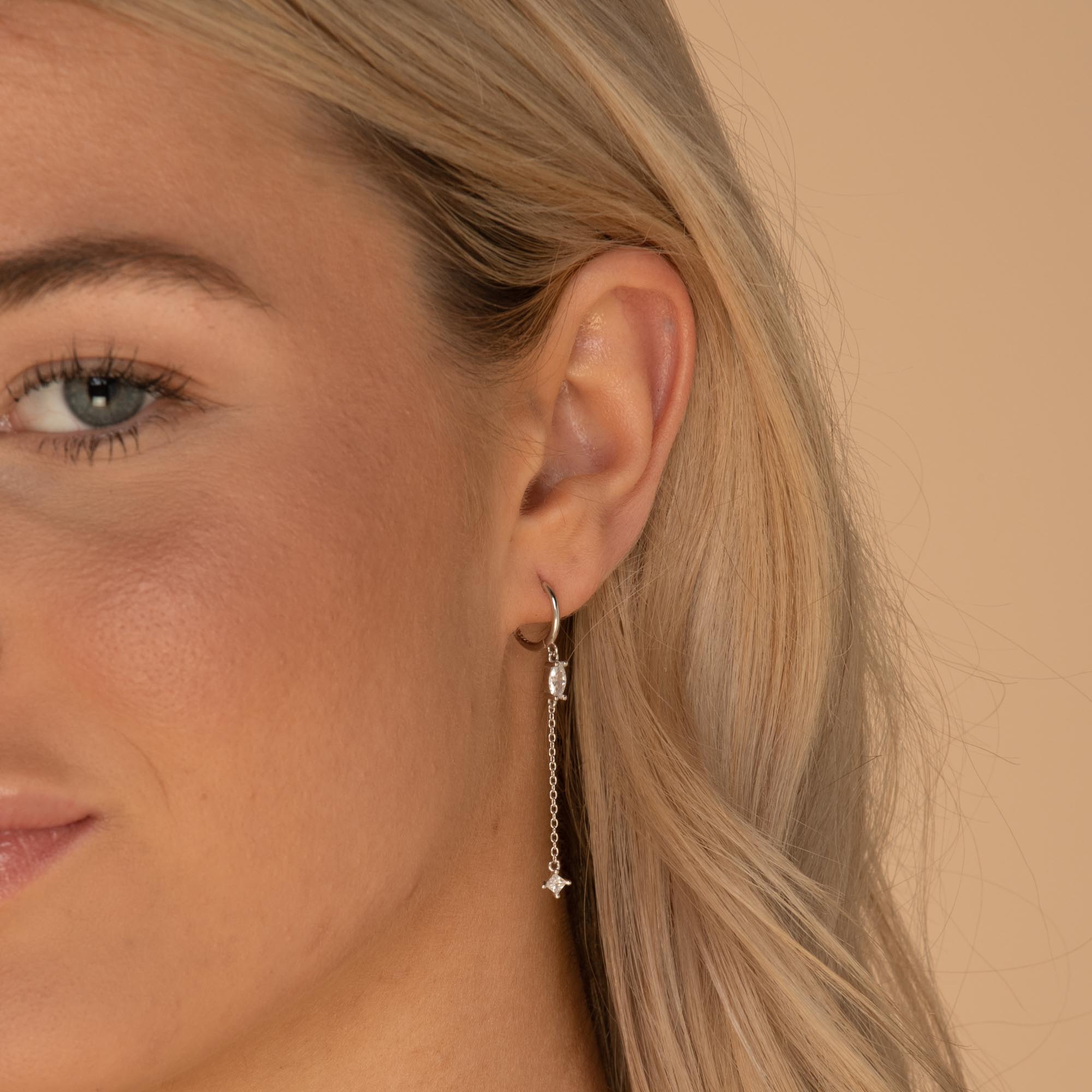 Marquise Sapphire Drop Huggie Earrings - Camile & Stone