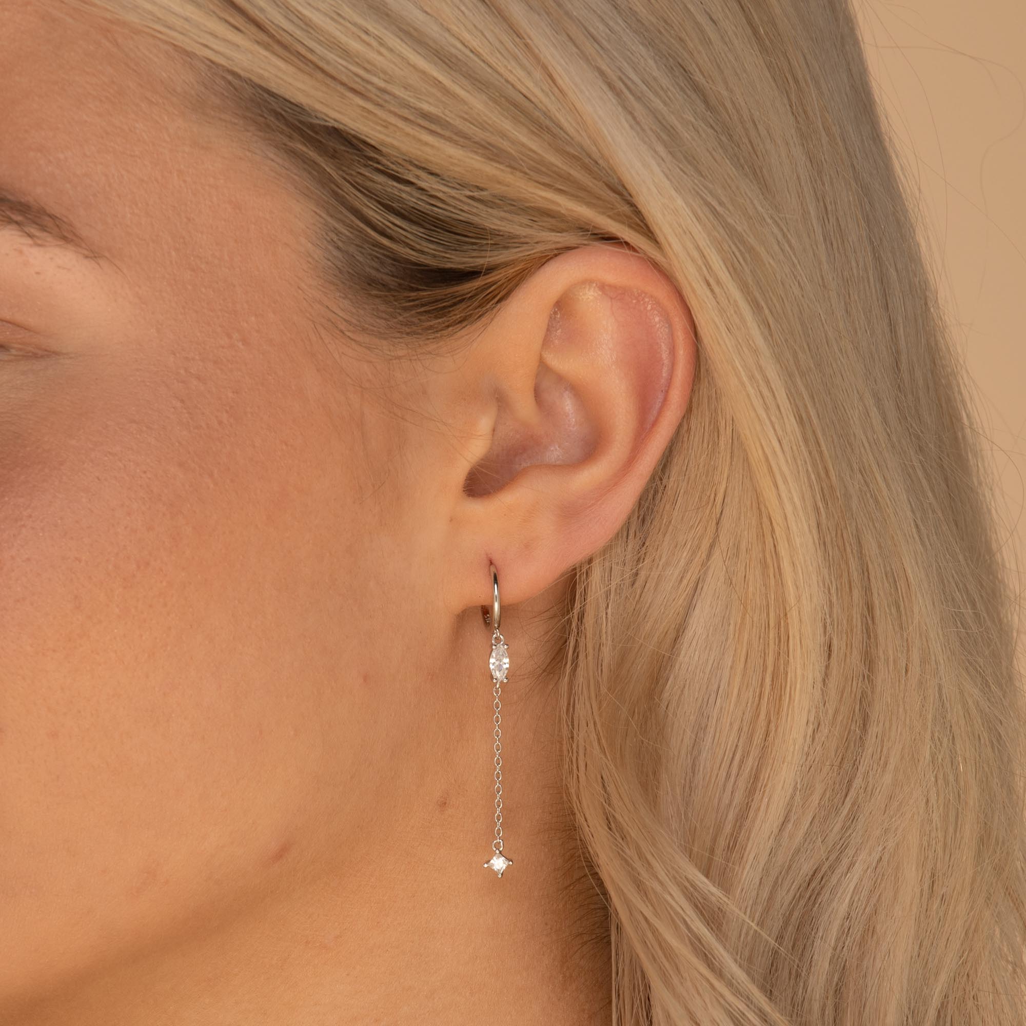 Marquise Sapphire Drop Huggie Earrings - Camile & Stone