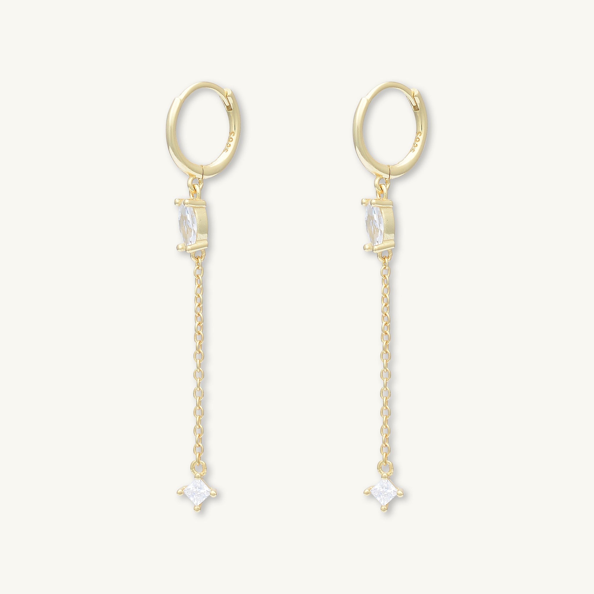 Marquise Sapphire Drop Huggie Earrings - Camile & Stone