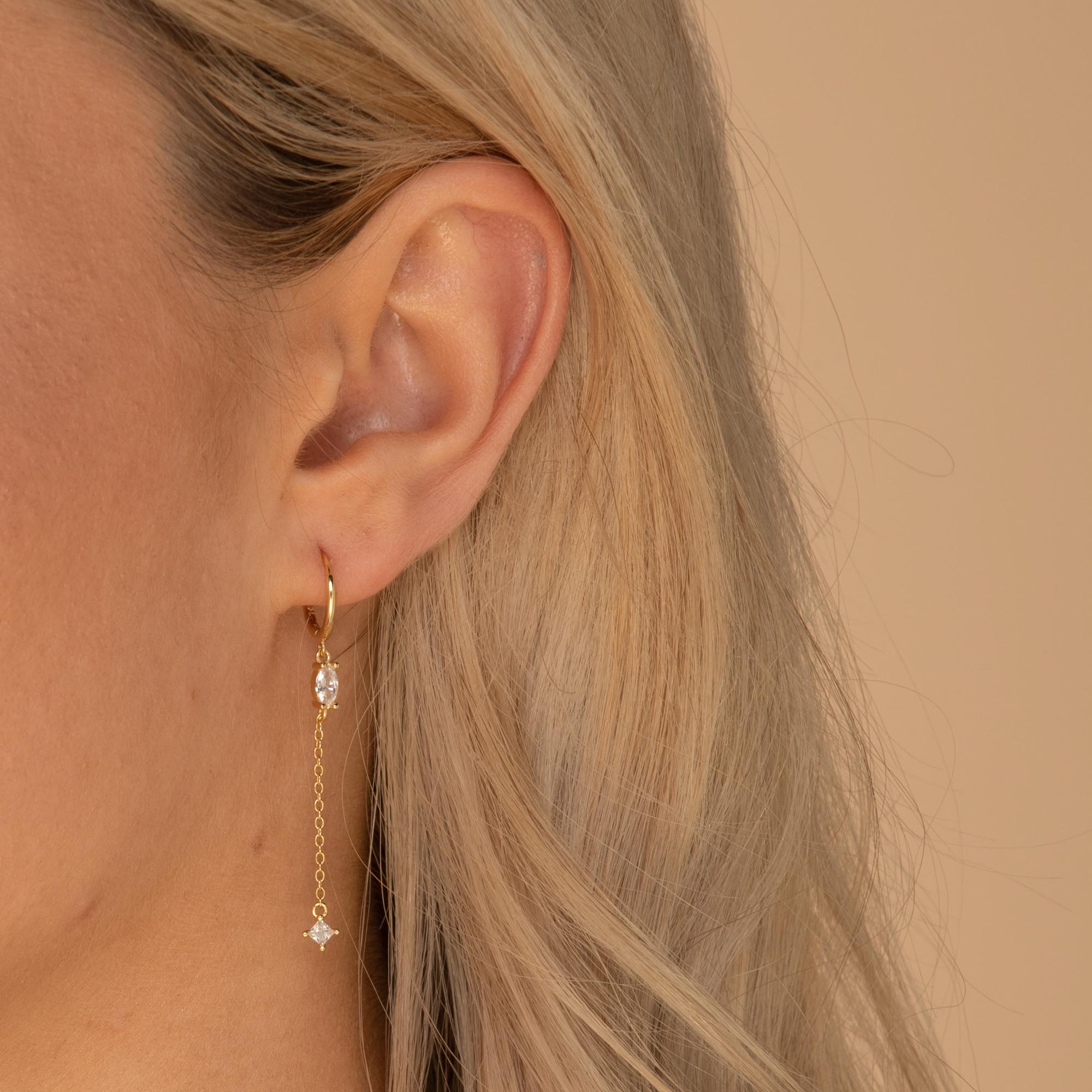 Marquise Sapphire Drop Huggie Earrings - Camile & Stone