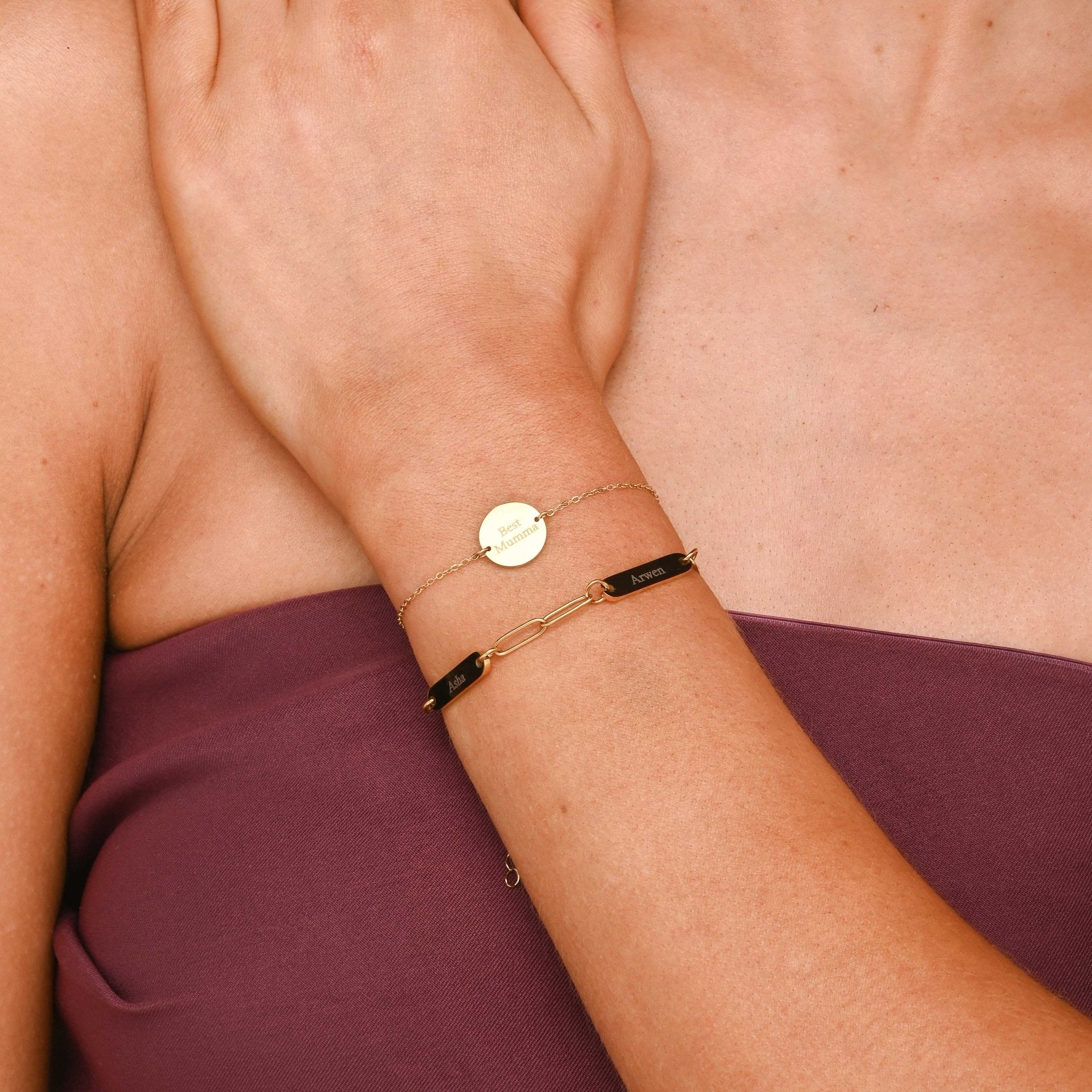 Medallion Disc Engraved Personalised Bracelet - Camile & Stone