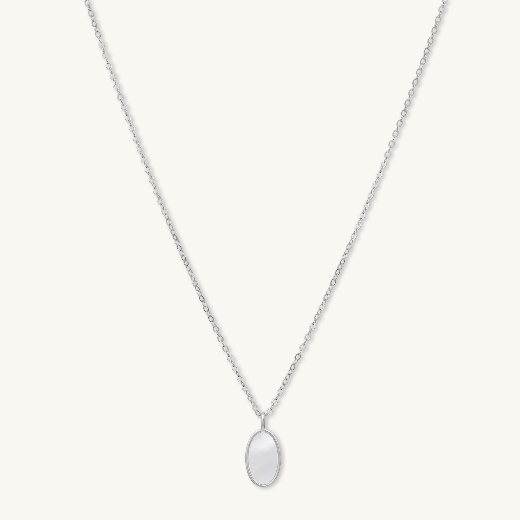 Mother Of Pearl Oval Medallion Necklace - Camile & Stone