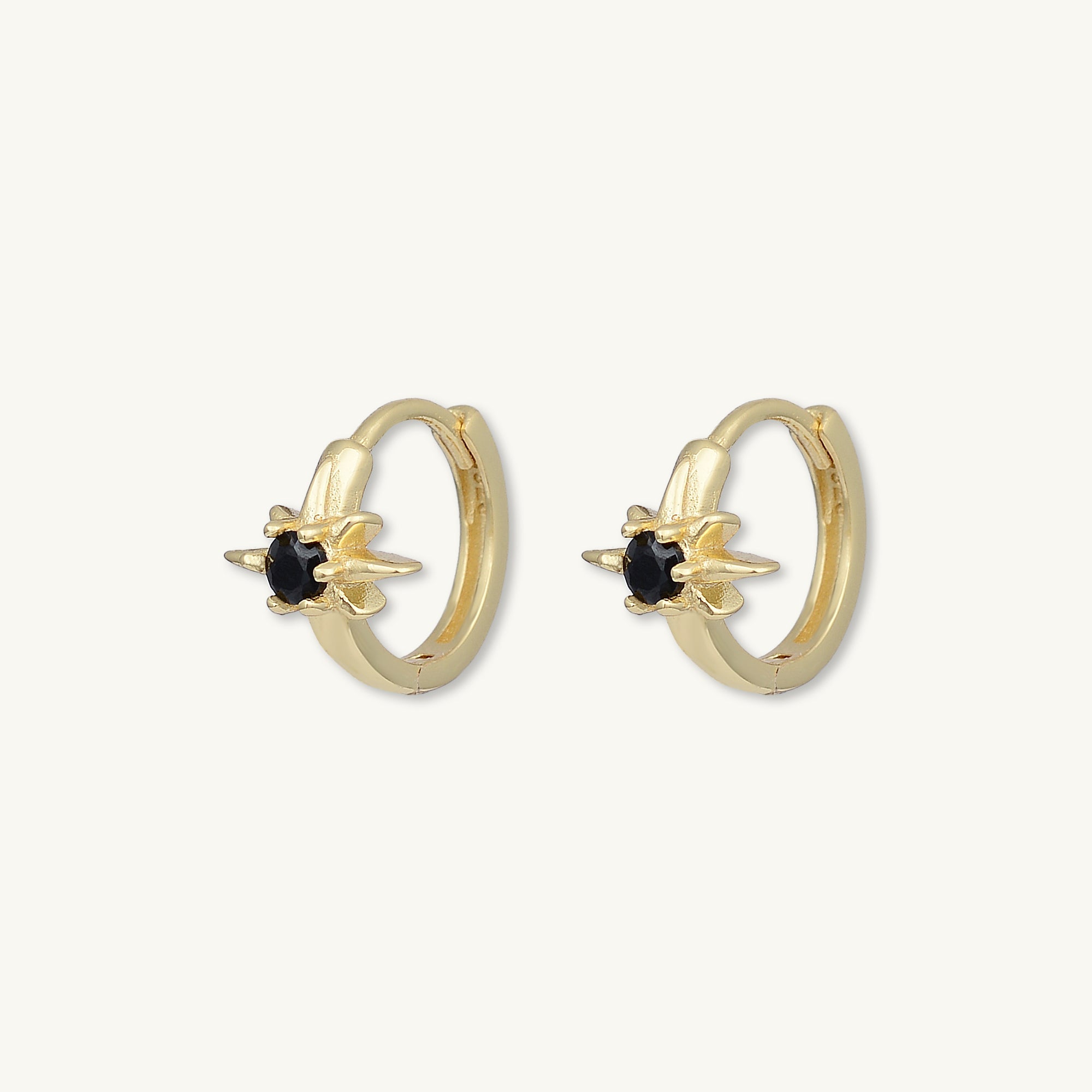 North Star Black Huggie Earrings - Camile & Stone