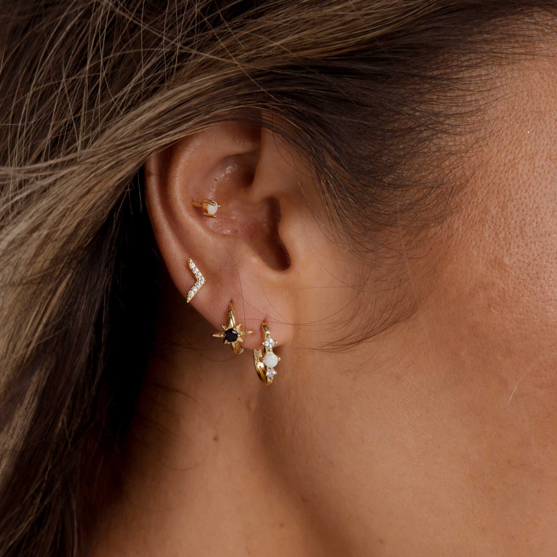 North Star Black Huggie Earrings - Camile & Stone