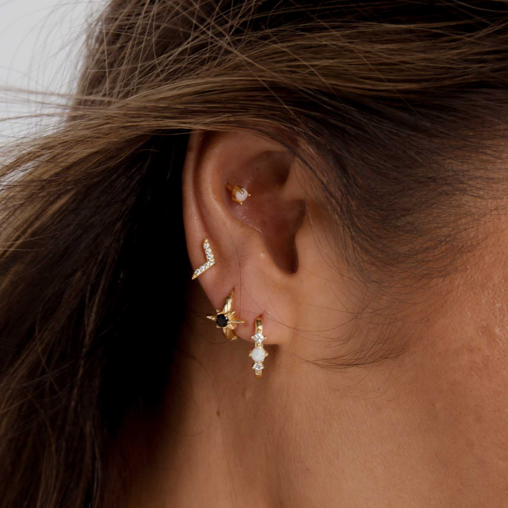 North Star Black Huggie Earrings - Camile & Stone