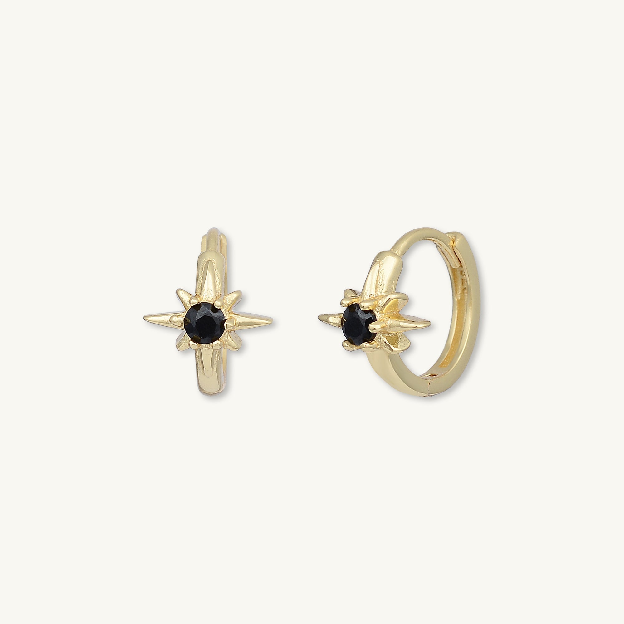 North Star Black Huggie Earrings - Camile & Stone
