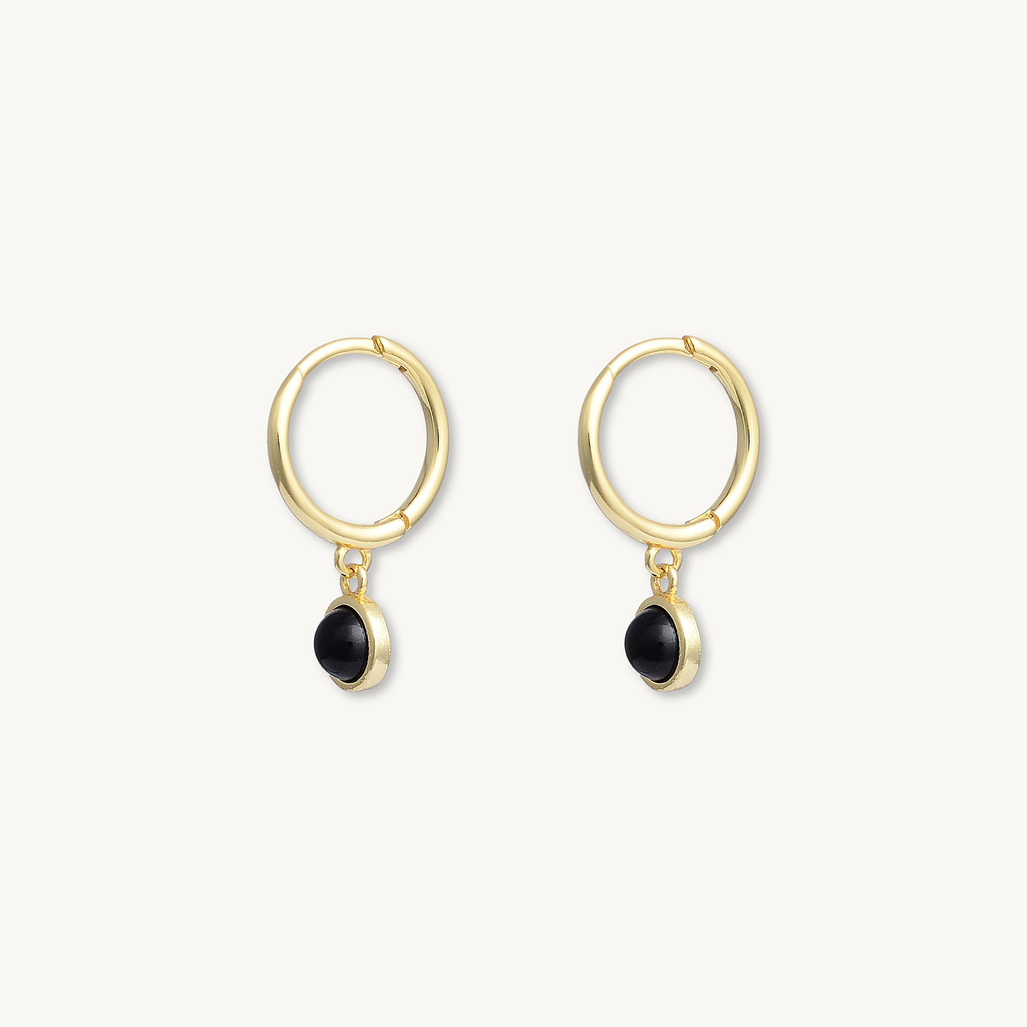 Onyx Circle Dangle Huggie Earrings - Camile & Stone