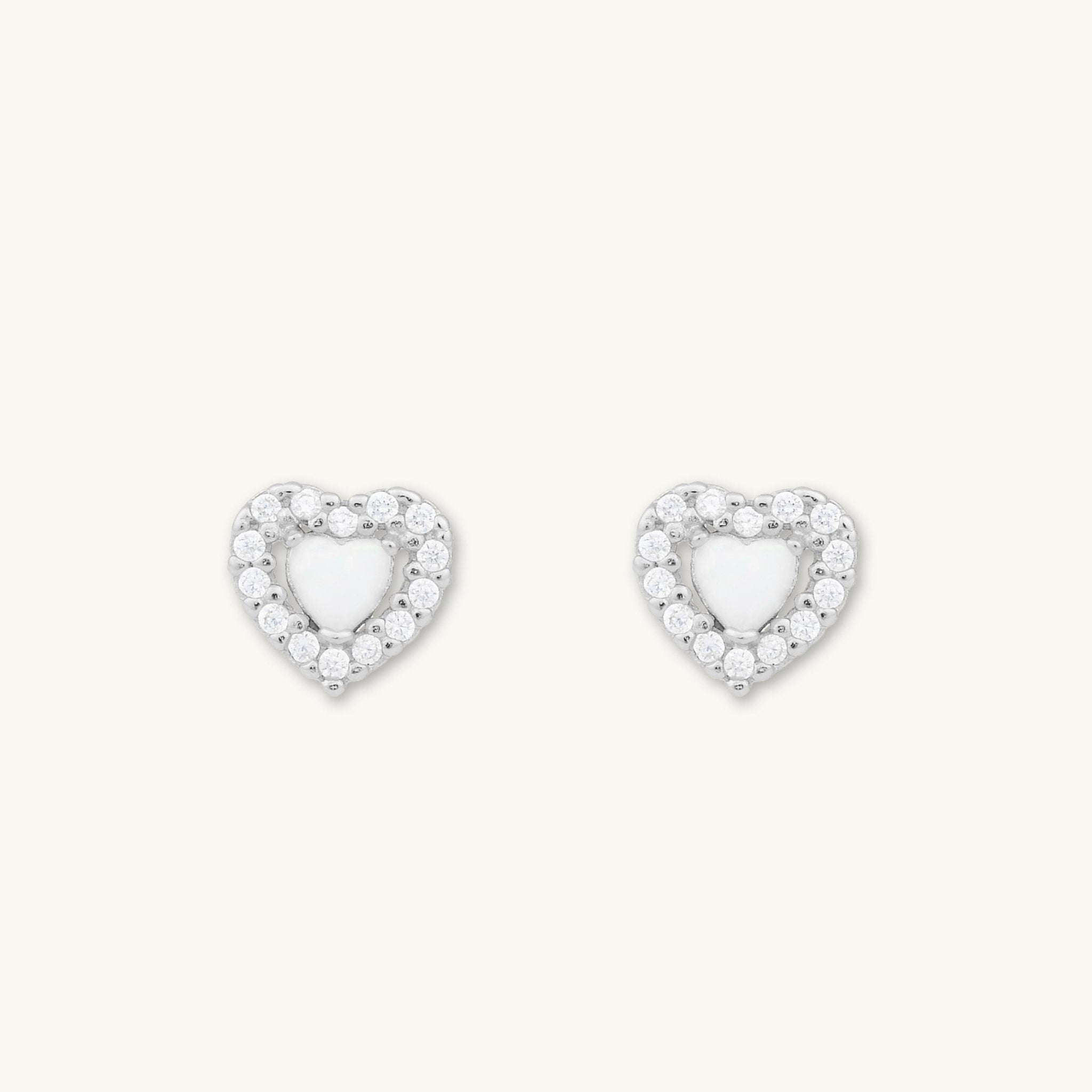 Opal Heart Sapphire Stud Earrings - Camile & Stone