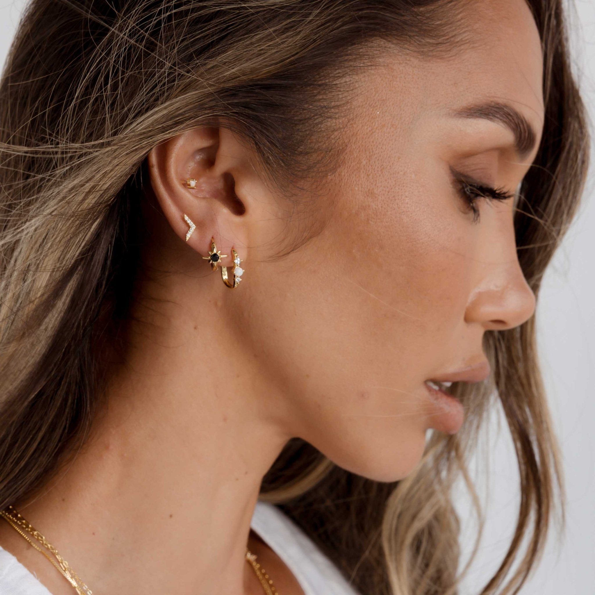 Opal Sapphire Huggie Earrings - Camile & Stone