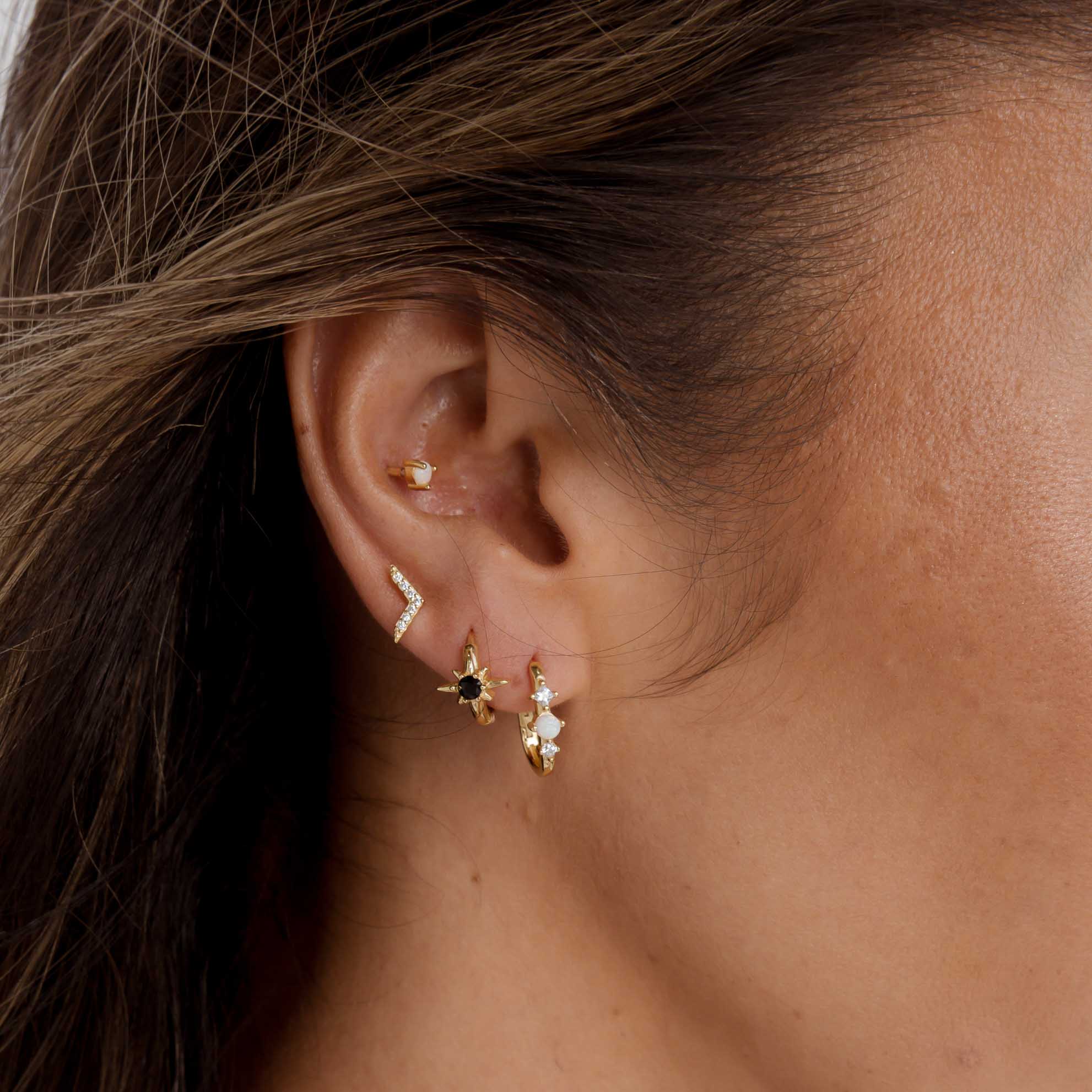 Opal Sapphire Huggie Earrings - Camile & Stone