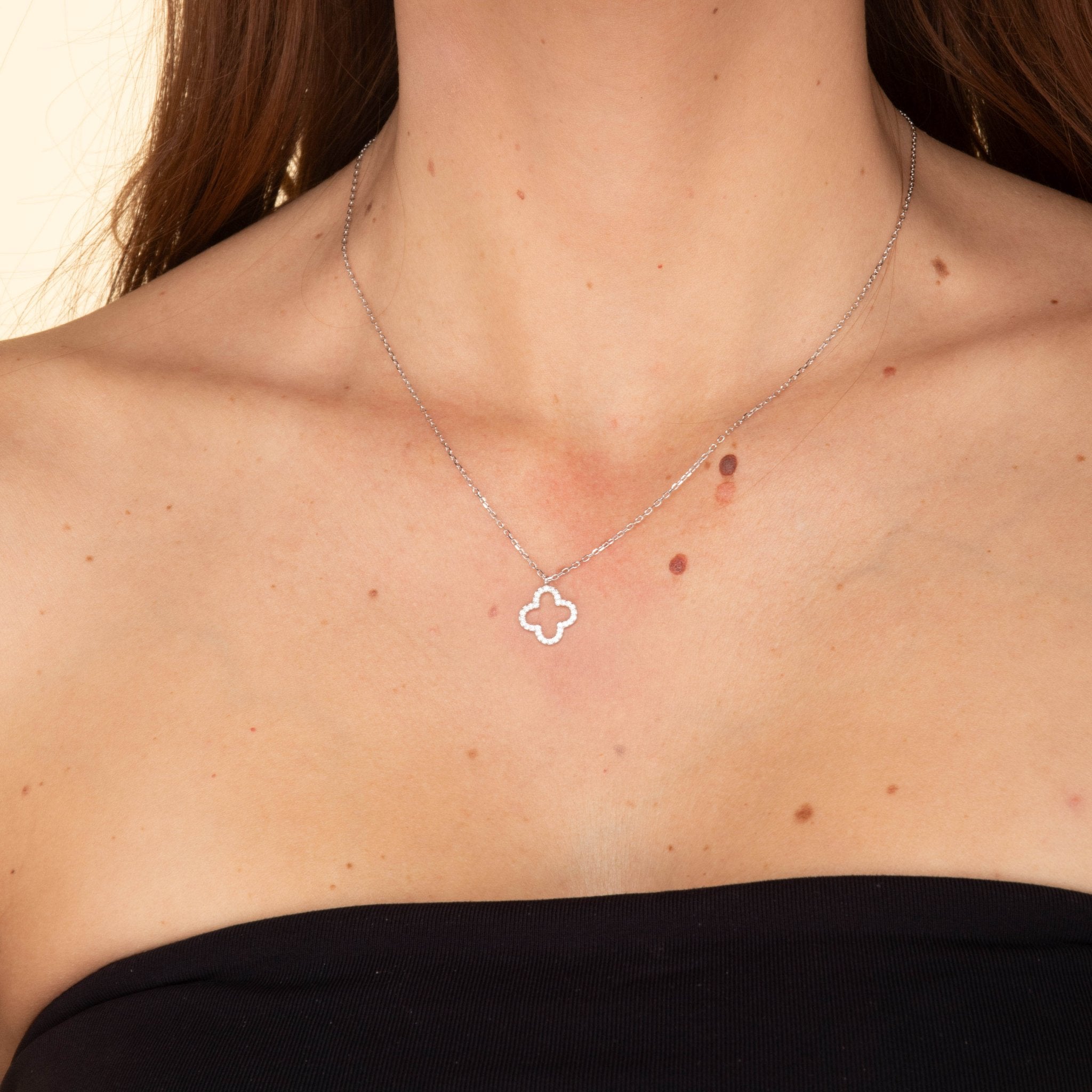 Open Clover Sapphire Chain Necklace - Camile & Stone