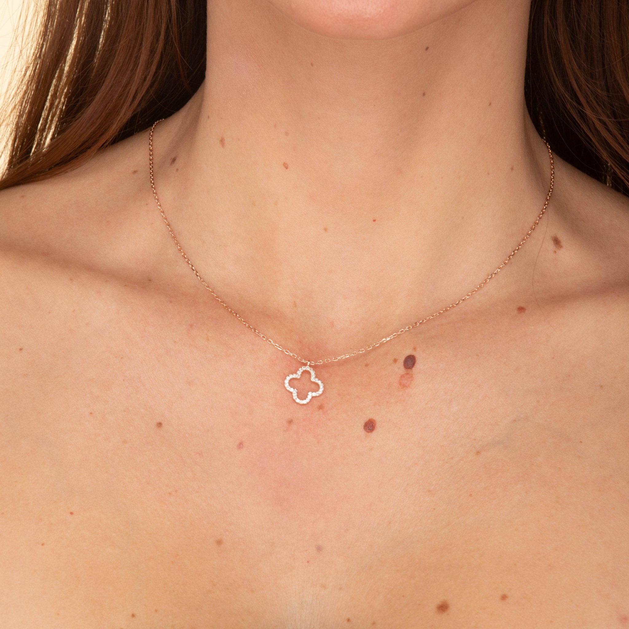 Open Clover Sapphire Chain Necklace - Camile & Stone