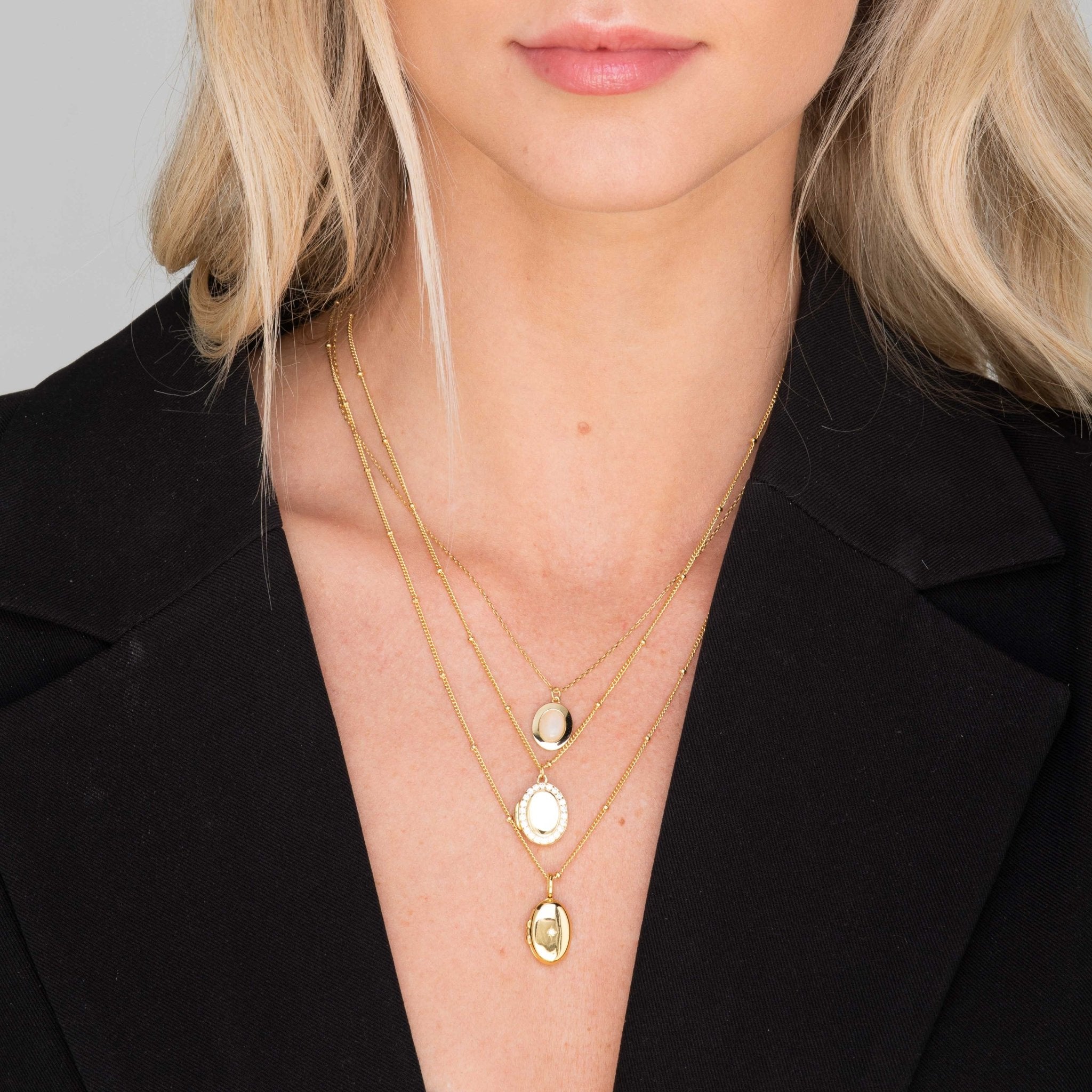 Oval Sapphire Photo Locket Necklace - Camile & Stone