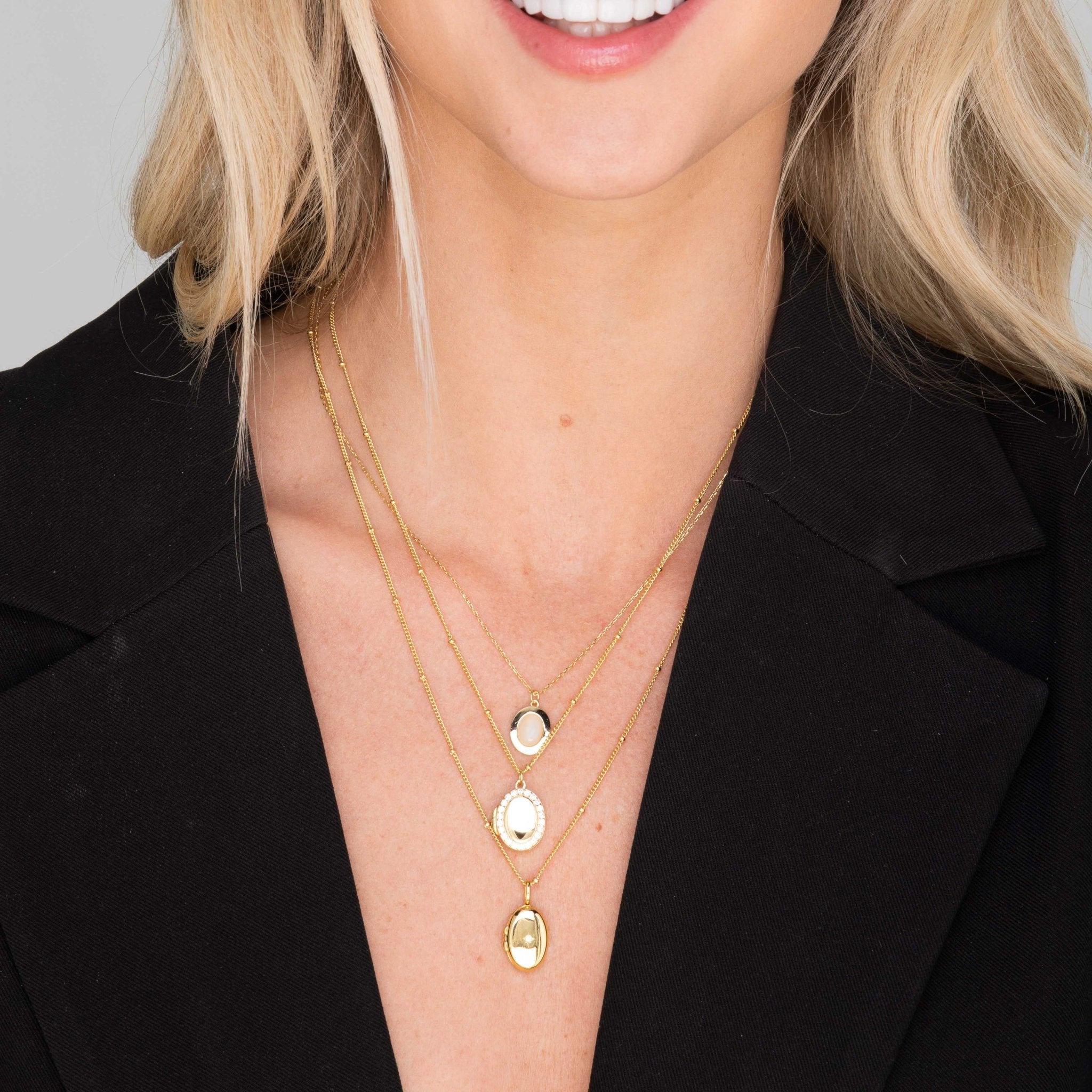 Oval Sapphire Photo Locket Necklace - Camile & Stone