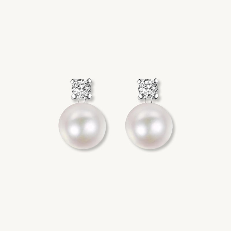 Pearl Moissanite Stud Earrings - Camile & Stone
