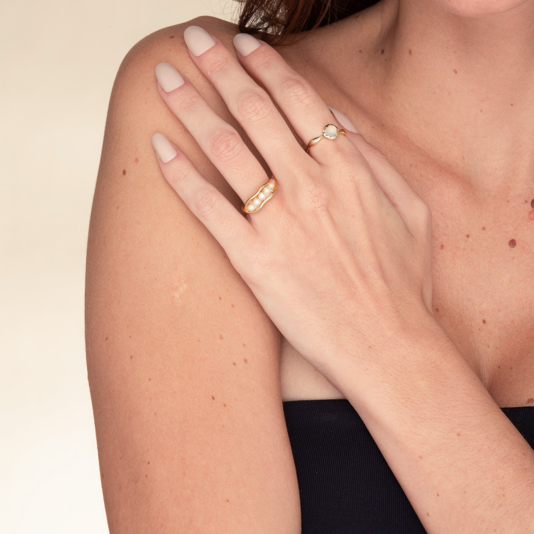 Pearl Statement Open Ring - Camile & Stone