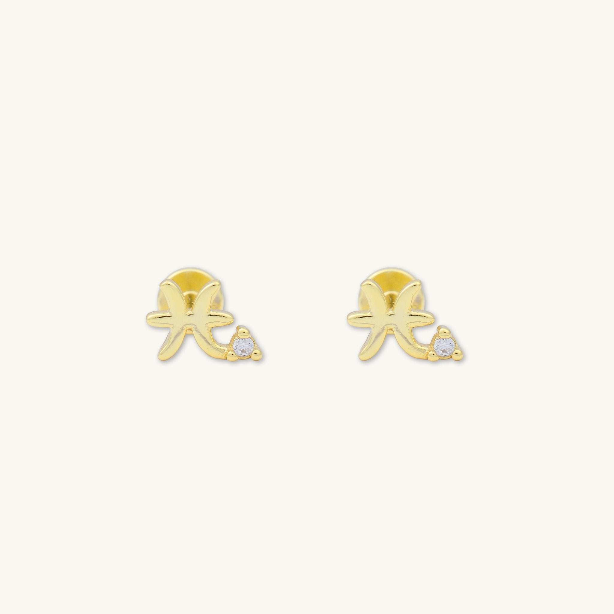 Pisces Zodiac Star Sign Flat Back Earrings - Camile & Stone