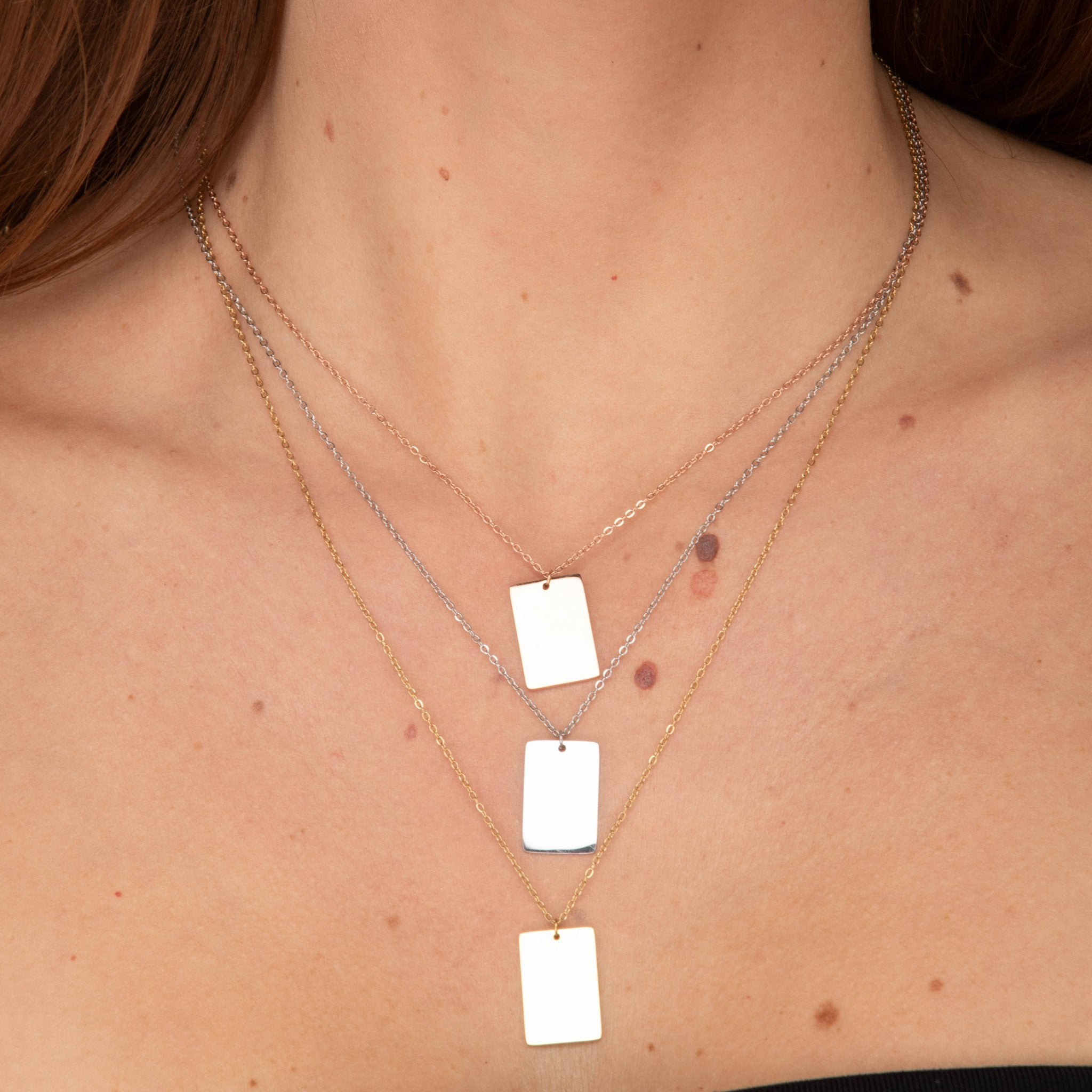 Rectangle Engraved Personalised Necklace - Camile & Stone
