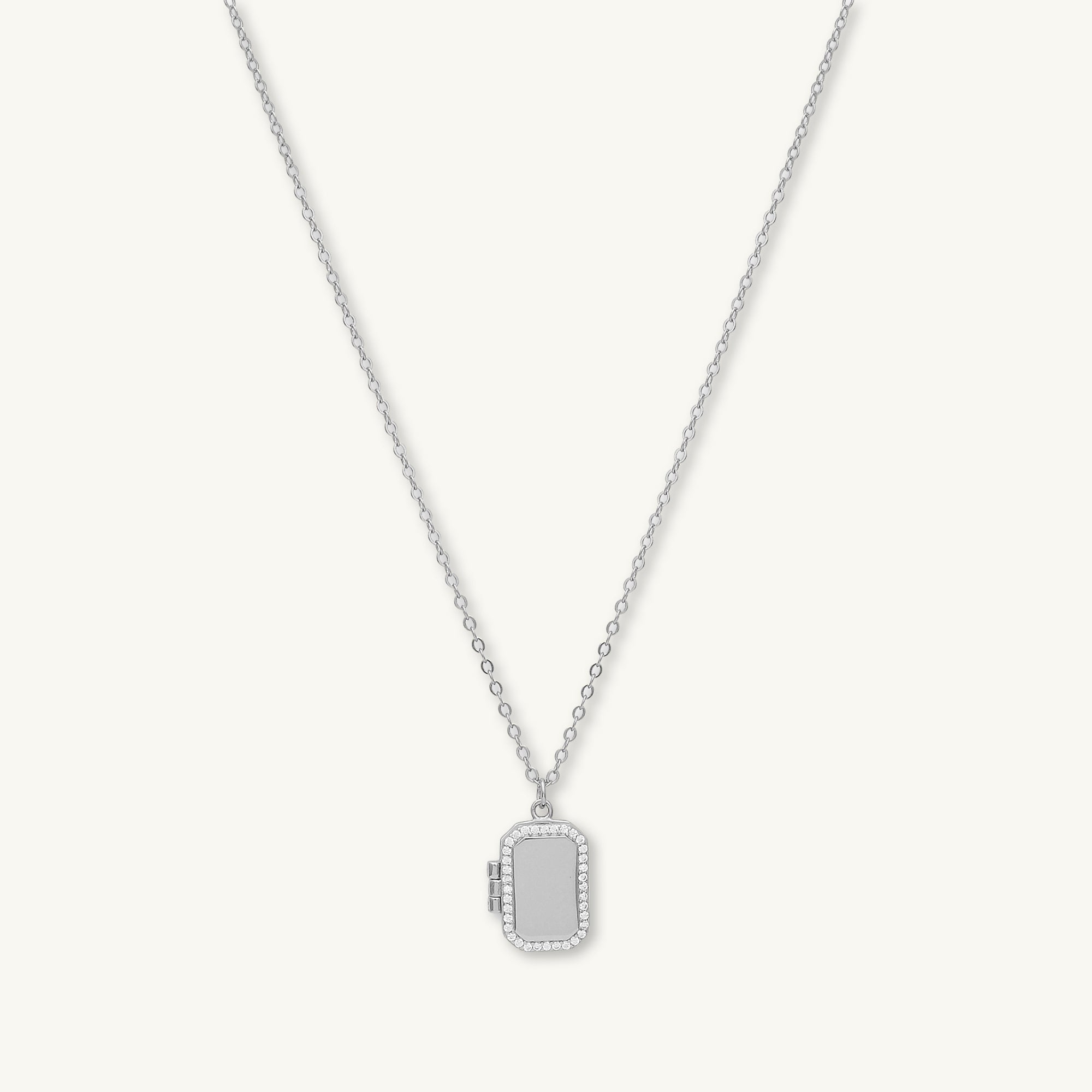 Rectangular Sapphire Photo Locket Necklace - Camile & Stone