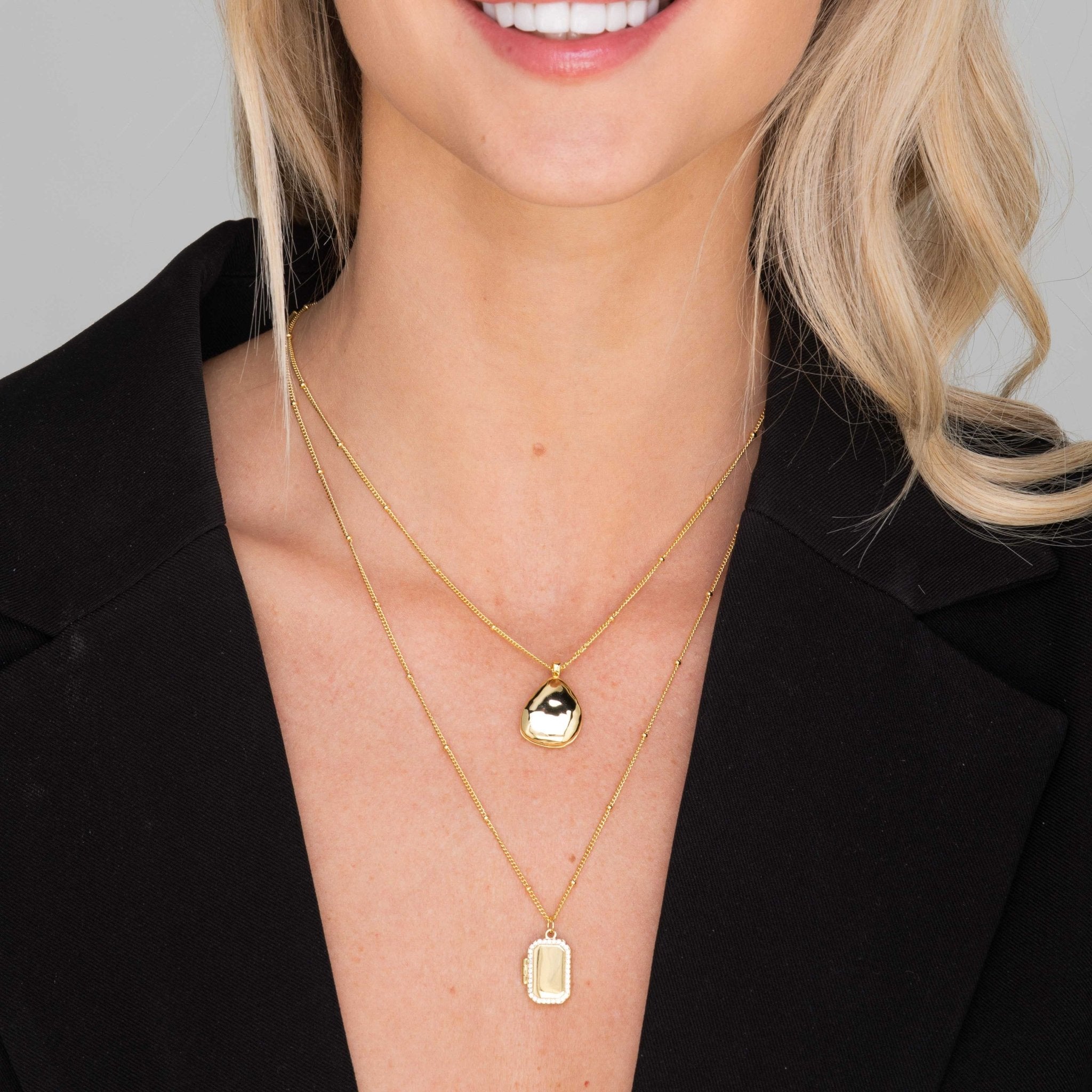 Rectangular Sapphire Photo Locket Necklace - Camile & Stone