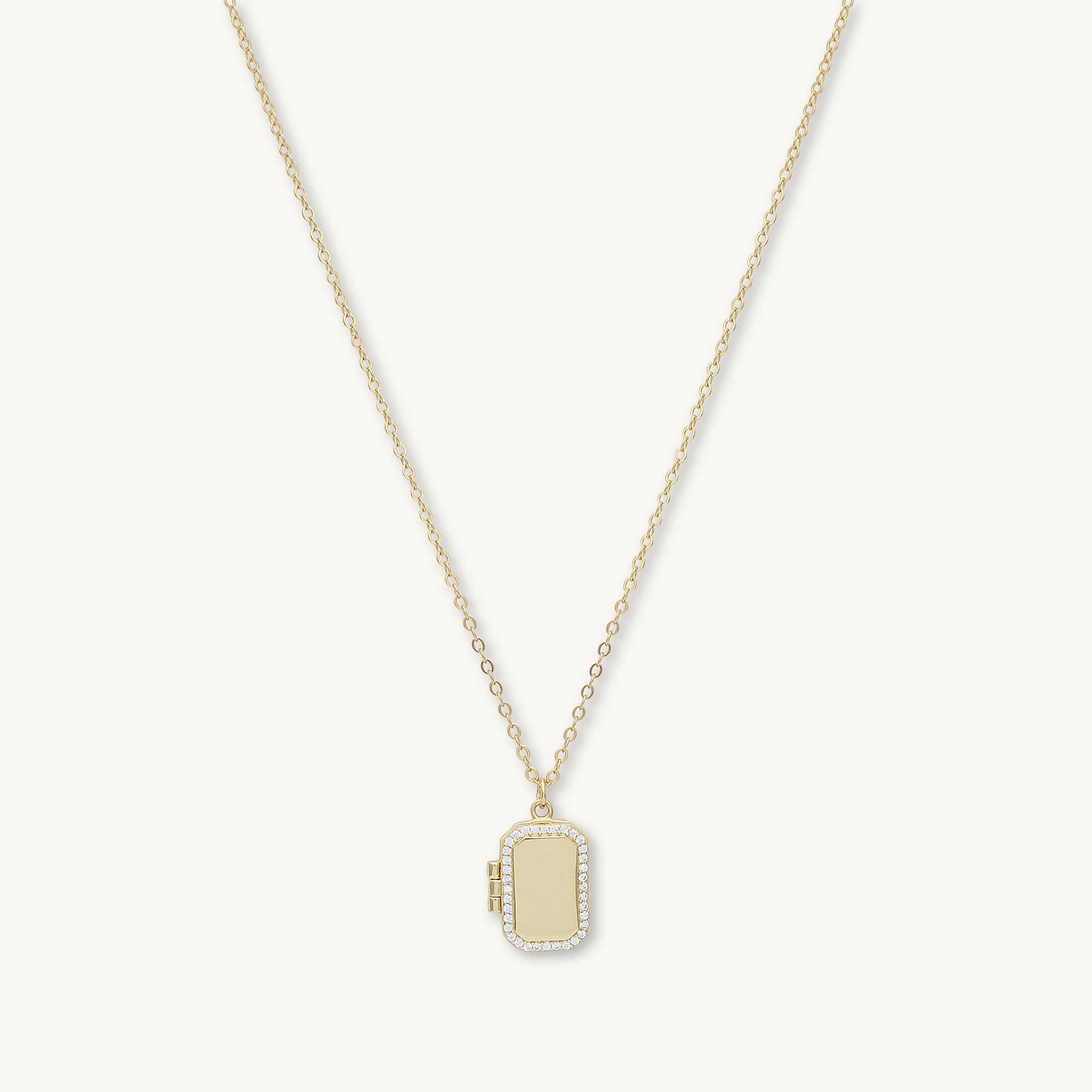 Rectangular Sapphire Photo Locket Necklace - Camile & Stone