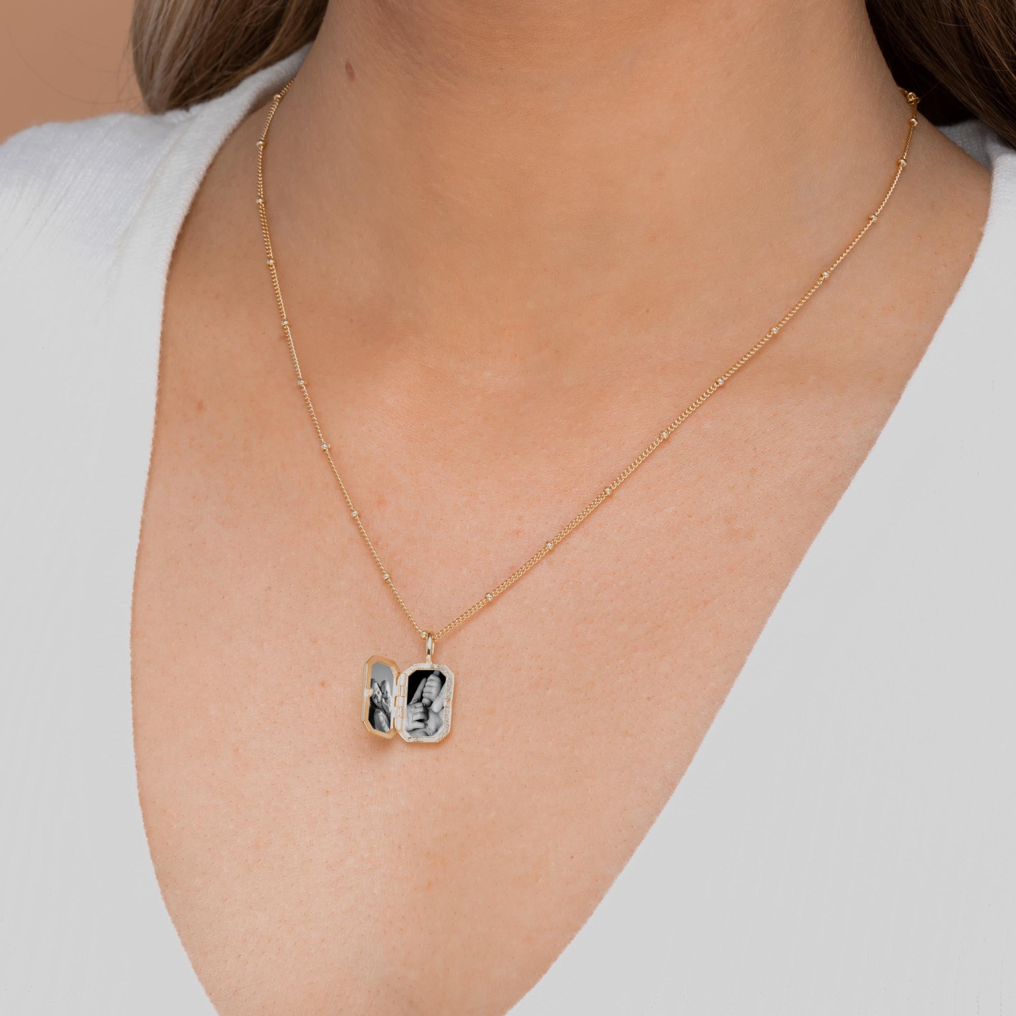 Rectangular Sapphire Photo Locket Necklace - Camile & Stone
