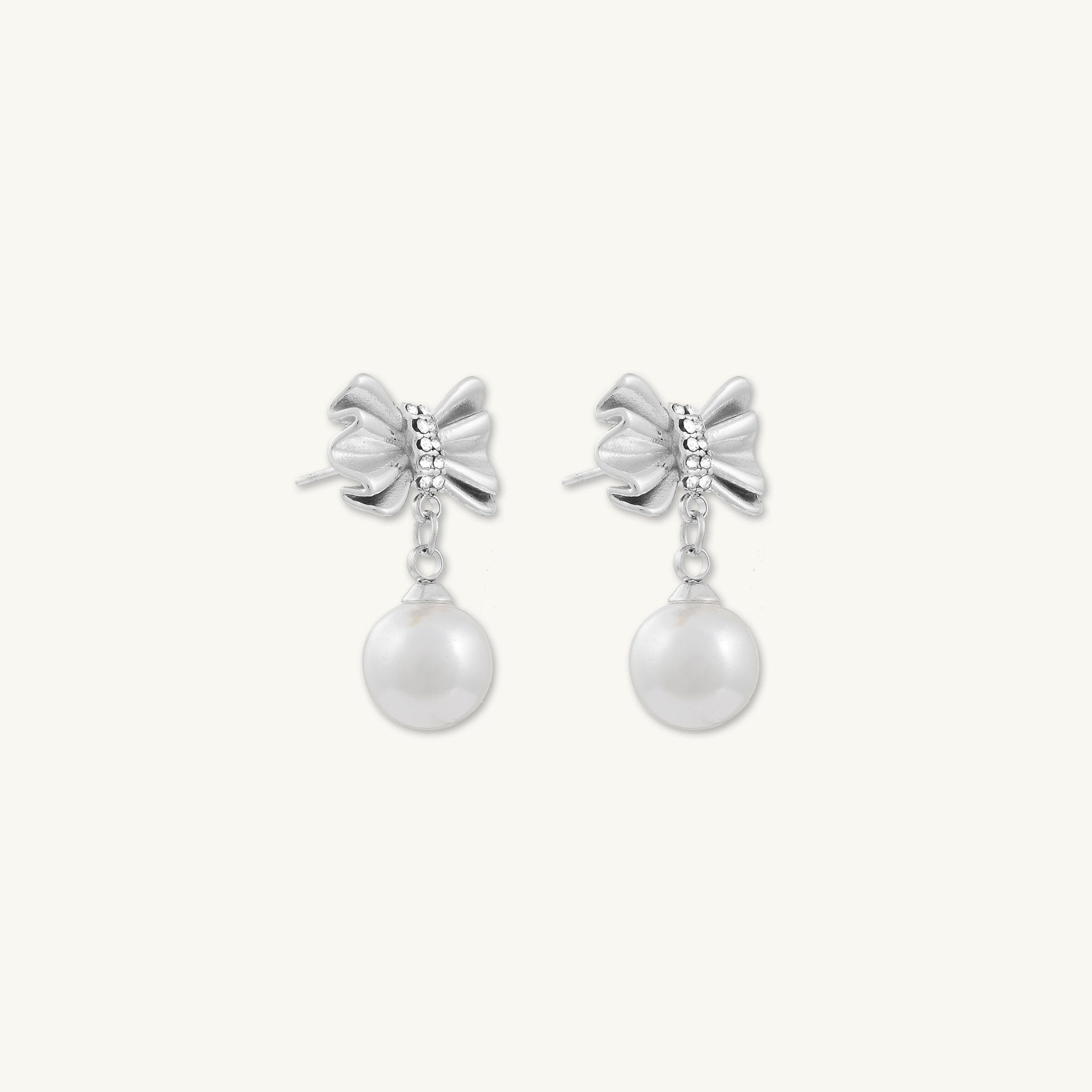 Remi Ribbon Bow Pearl Earrings - Camile & Stone