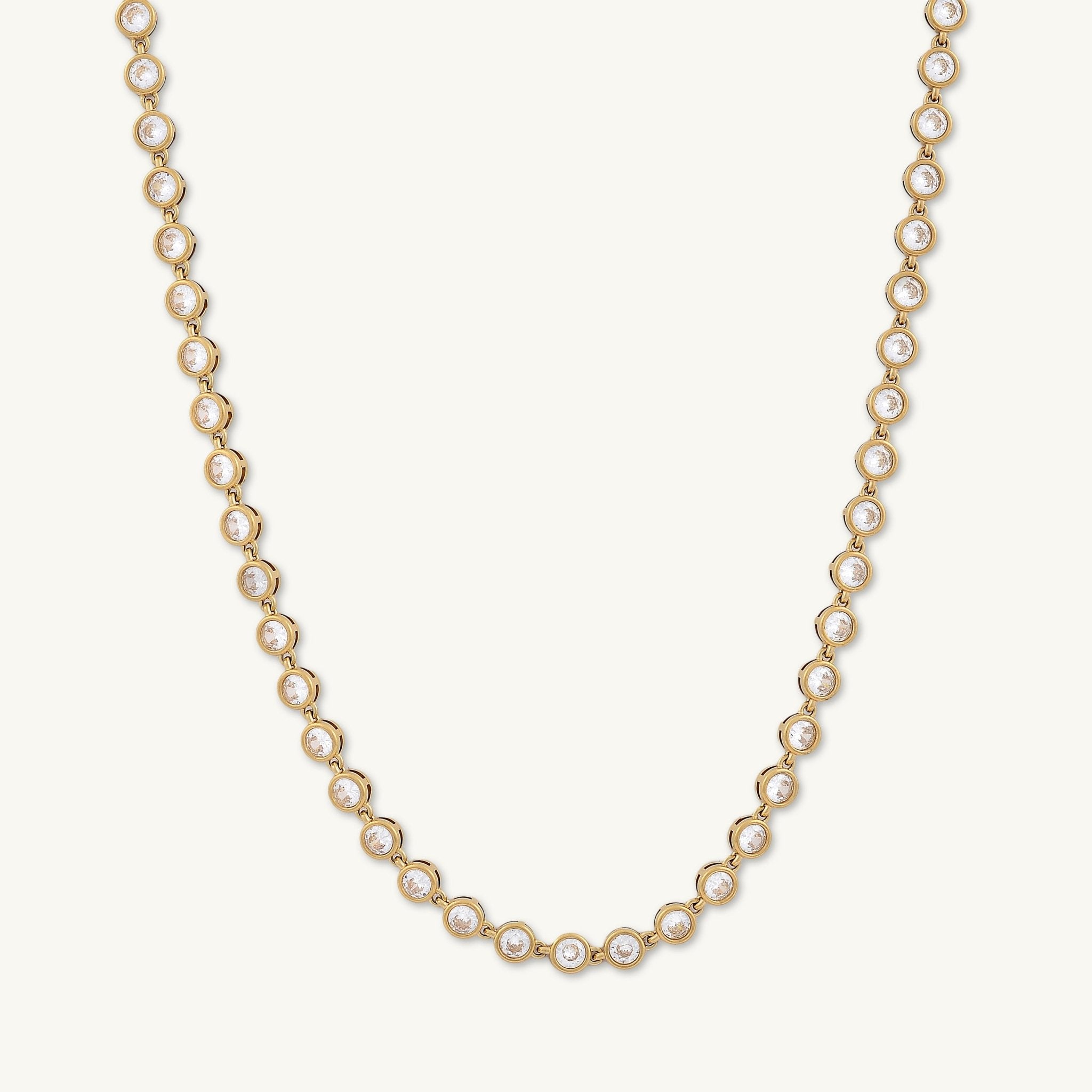 Round Tennis Sapphire Chain Necklace - Camile & Stone
