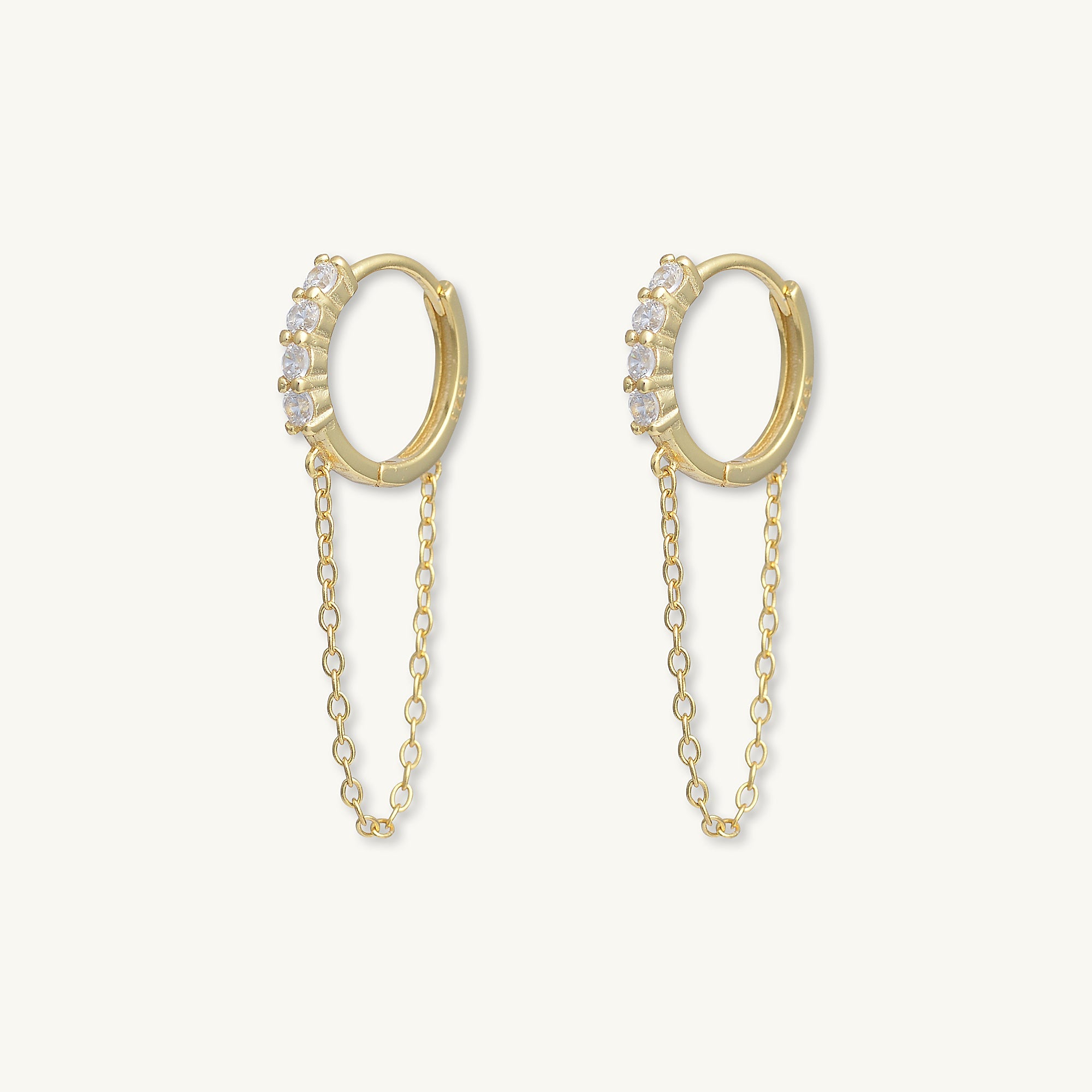 Sapphire Dangling Chain Huggie Earrings - Camile & Stone