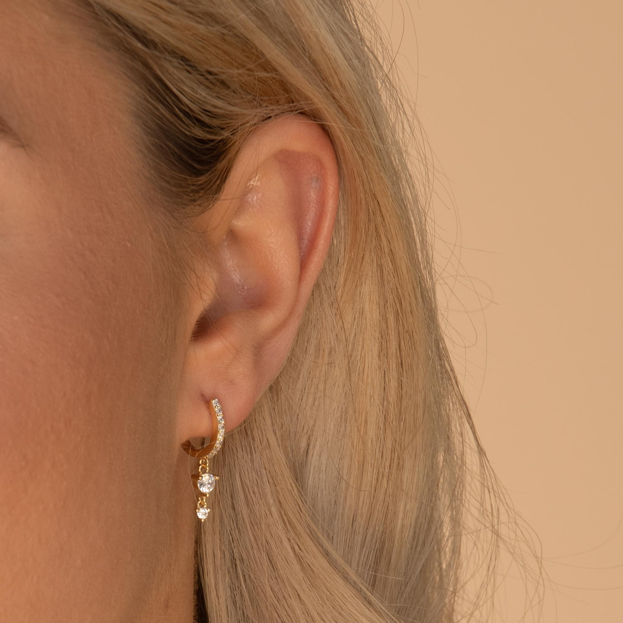 Sapphire Double Dangling Huggie Earrings - Camile & Stone