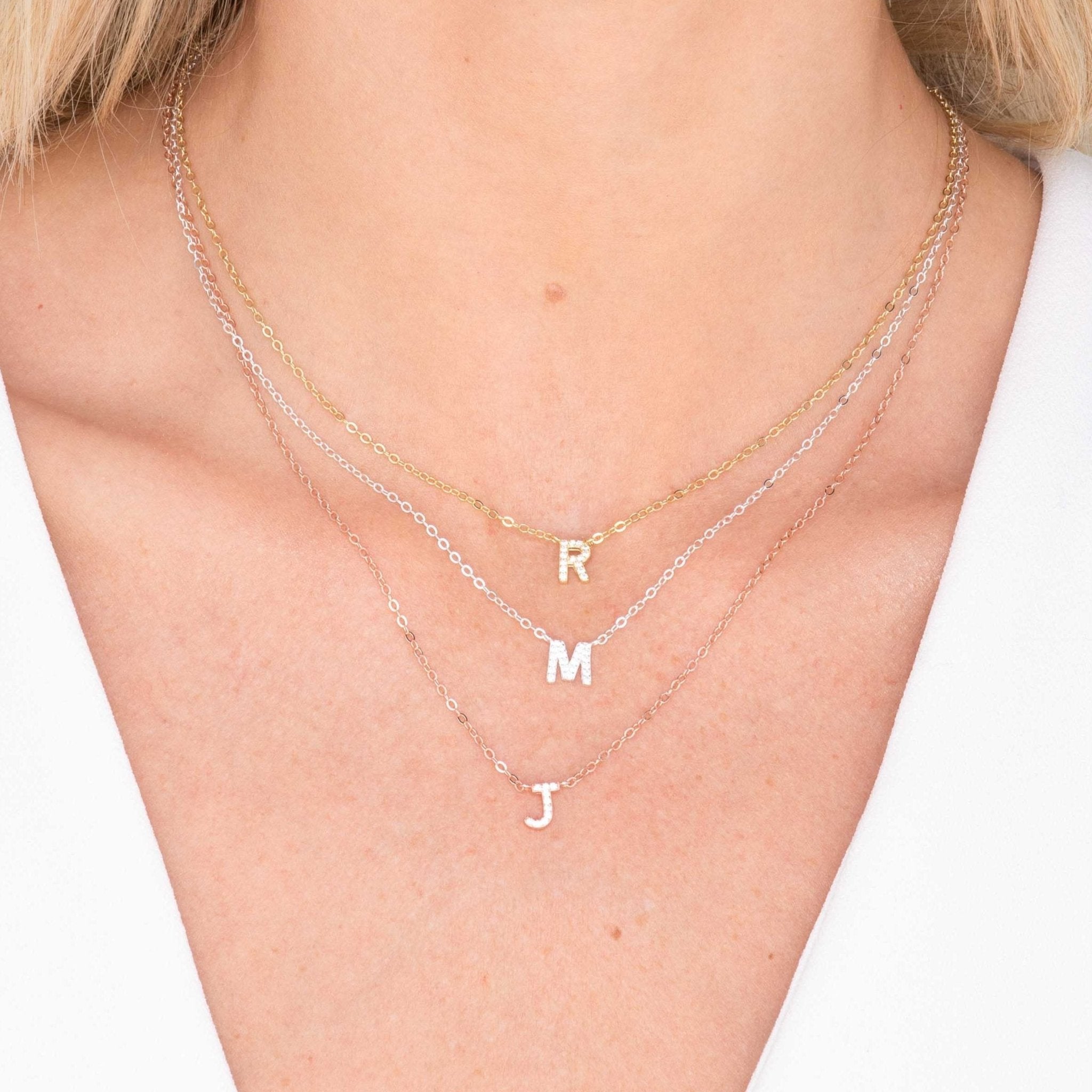 Sapphire Initial Letter Bundle (Necklace, Earrings, Bracelet) - Camile & Stone