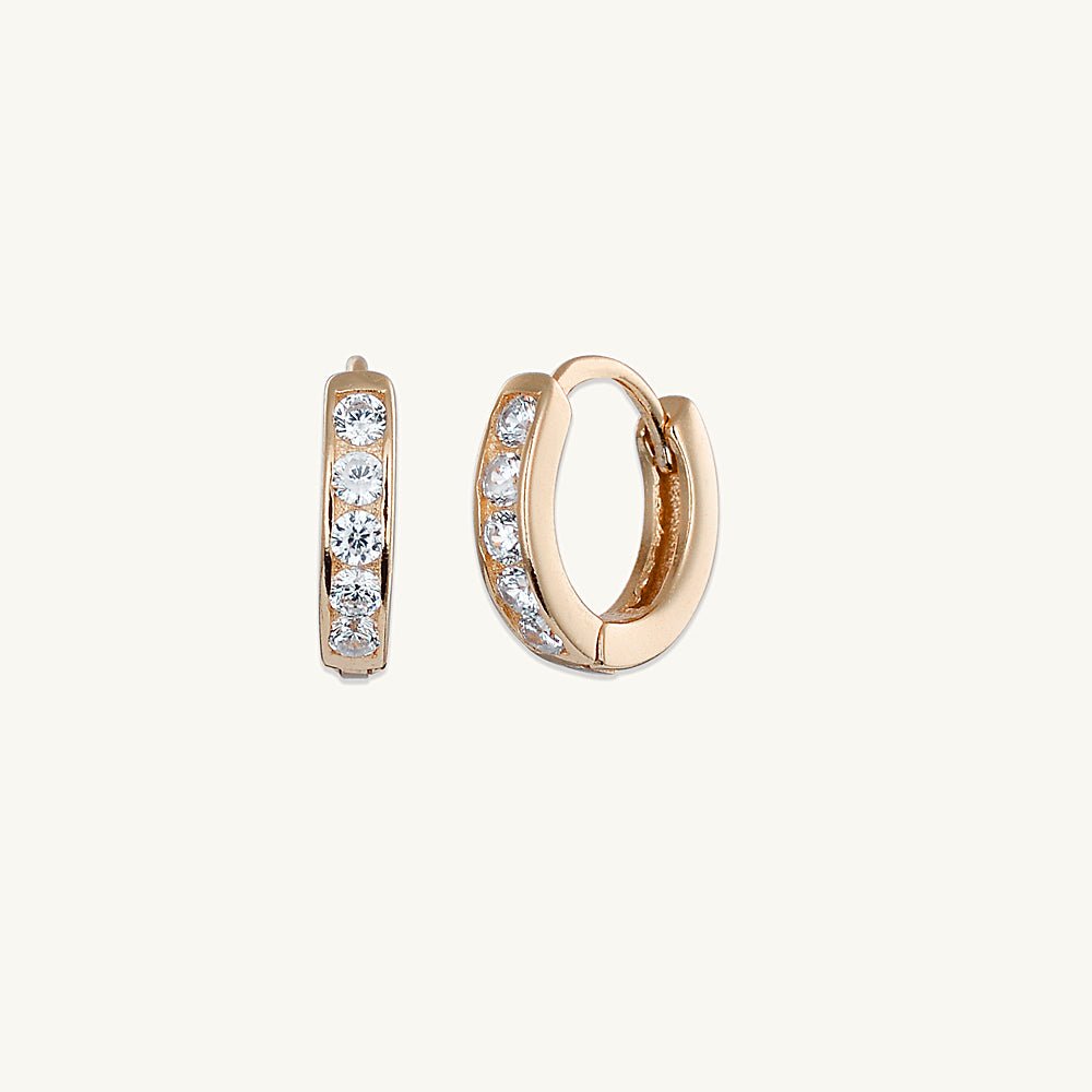 Sapphire Inlay Huggie Earrings - Camile & Stone