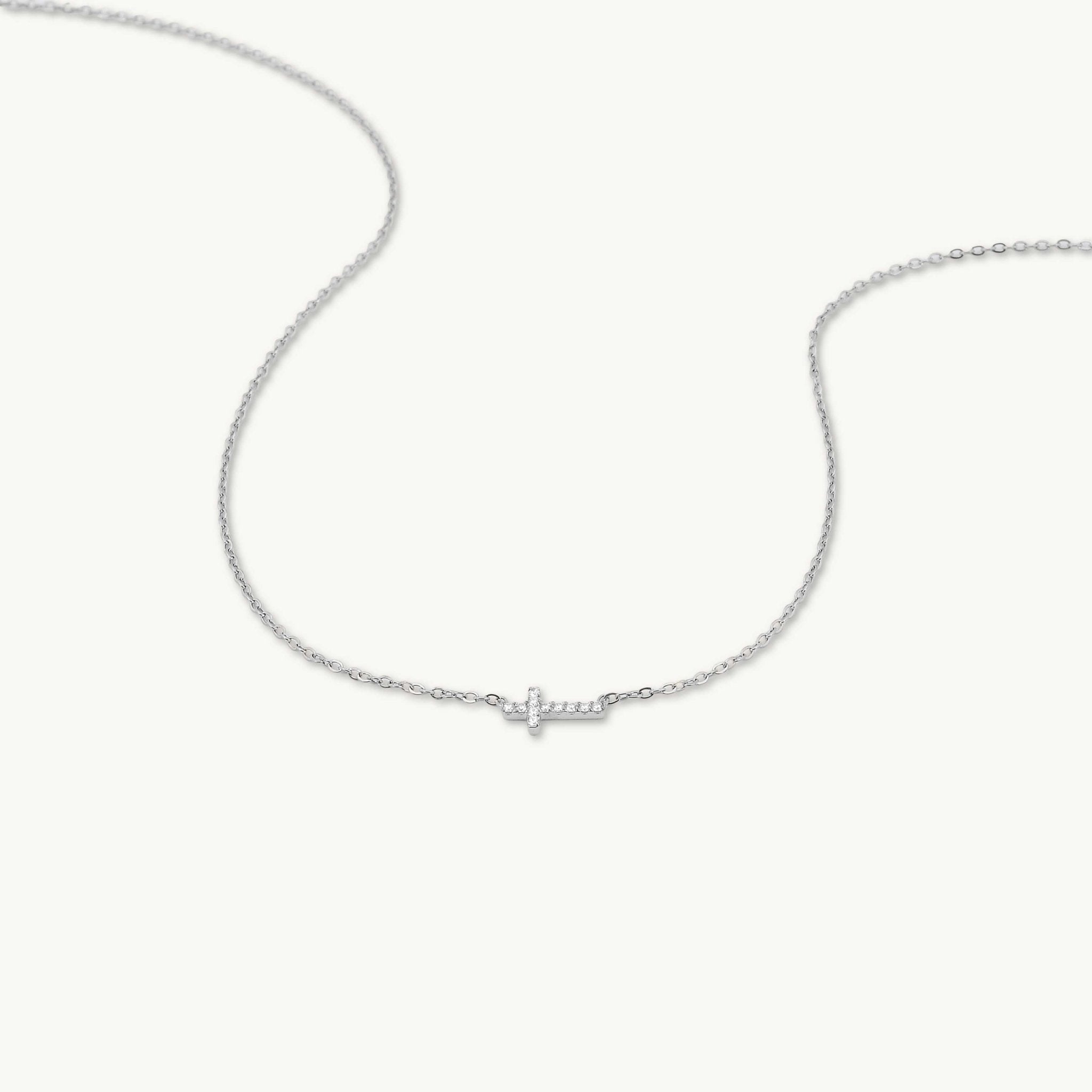 Sideways Cross Sapphire Necklace - Camile & Stone