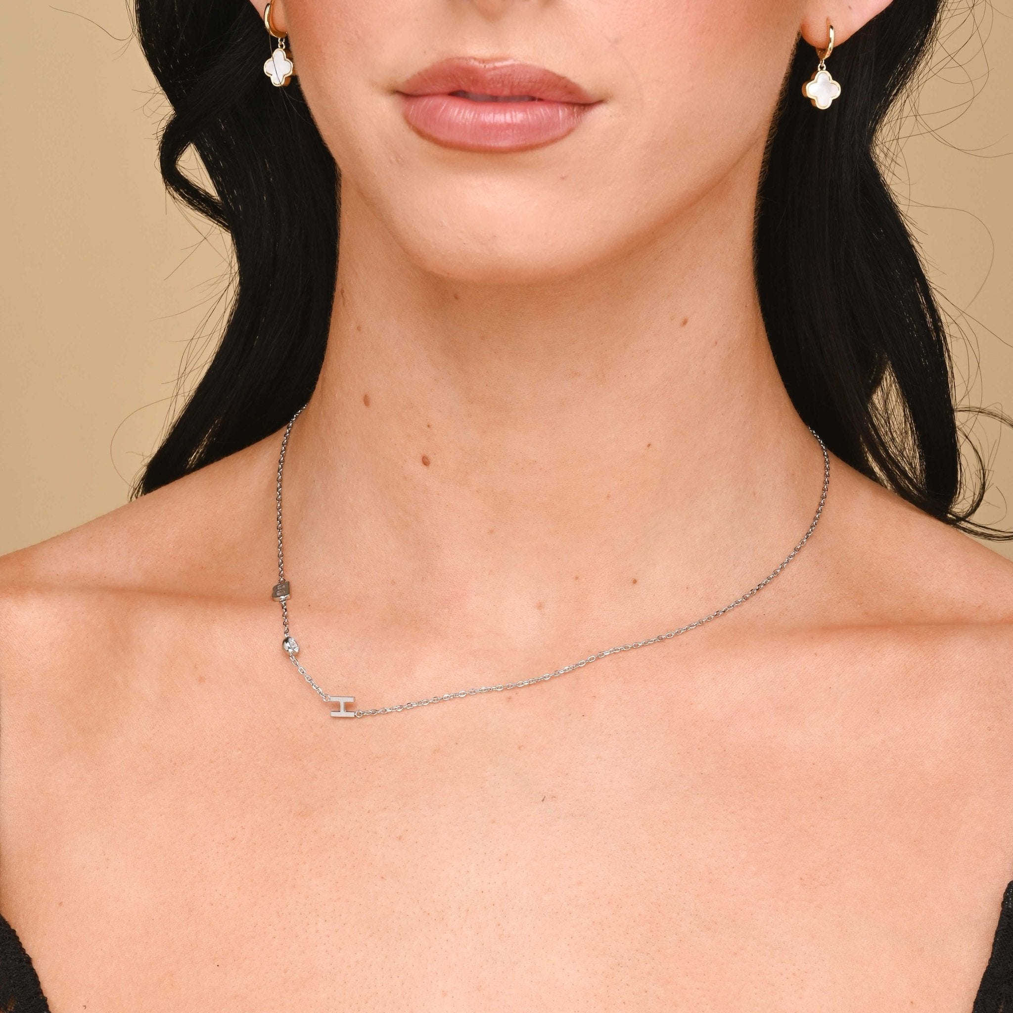 Sideways Initial Letter Necklace - Camile & Stone