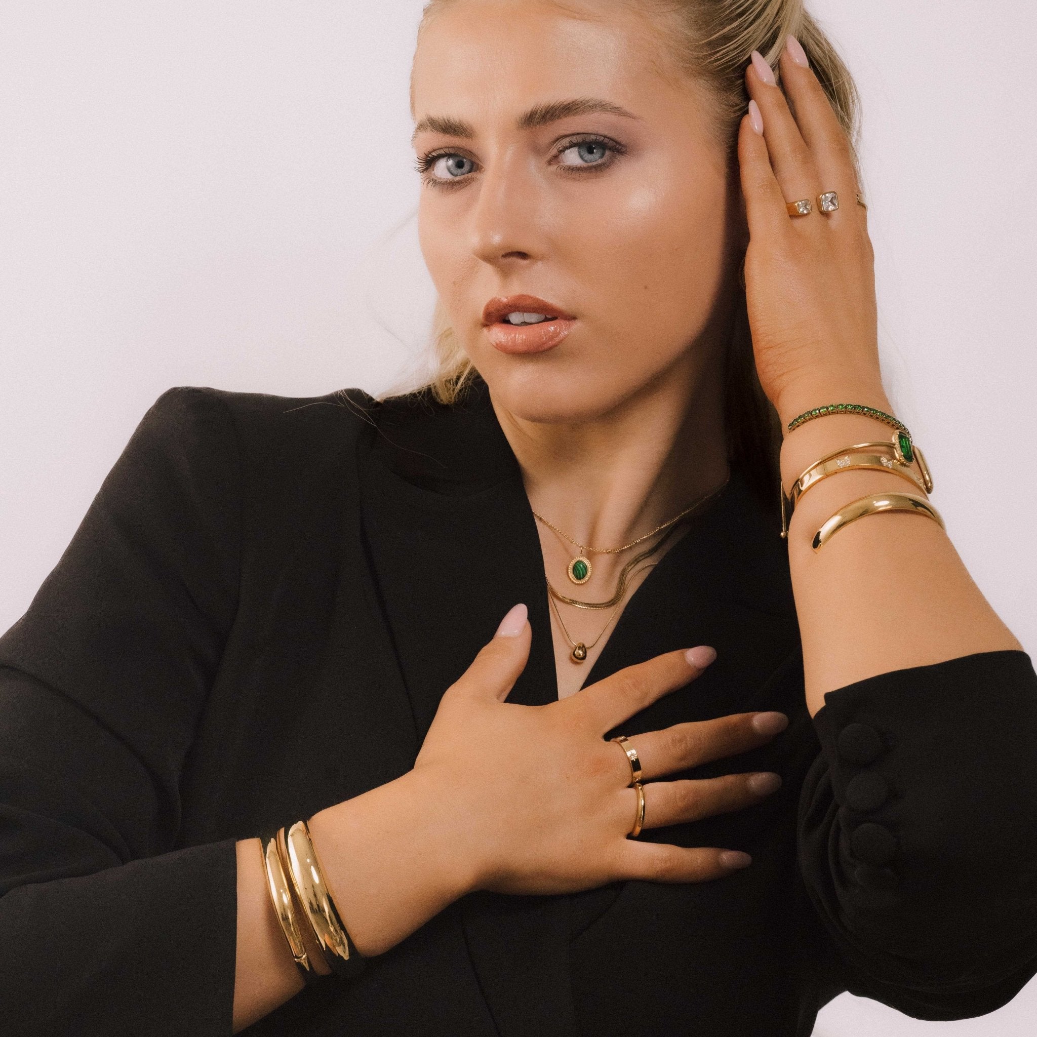 Snake Teardrop Dome Layering Necklace - Camile & Stone