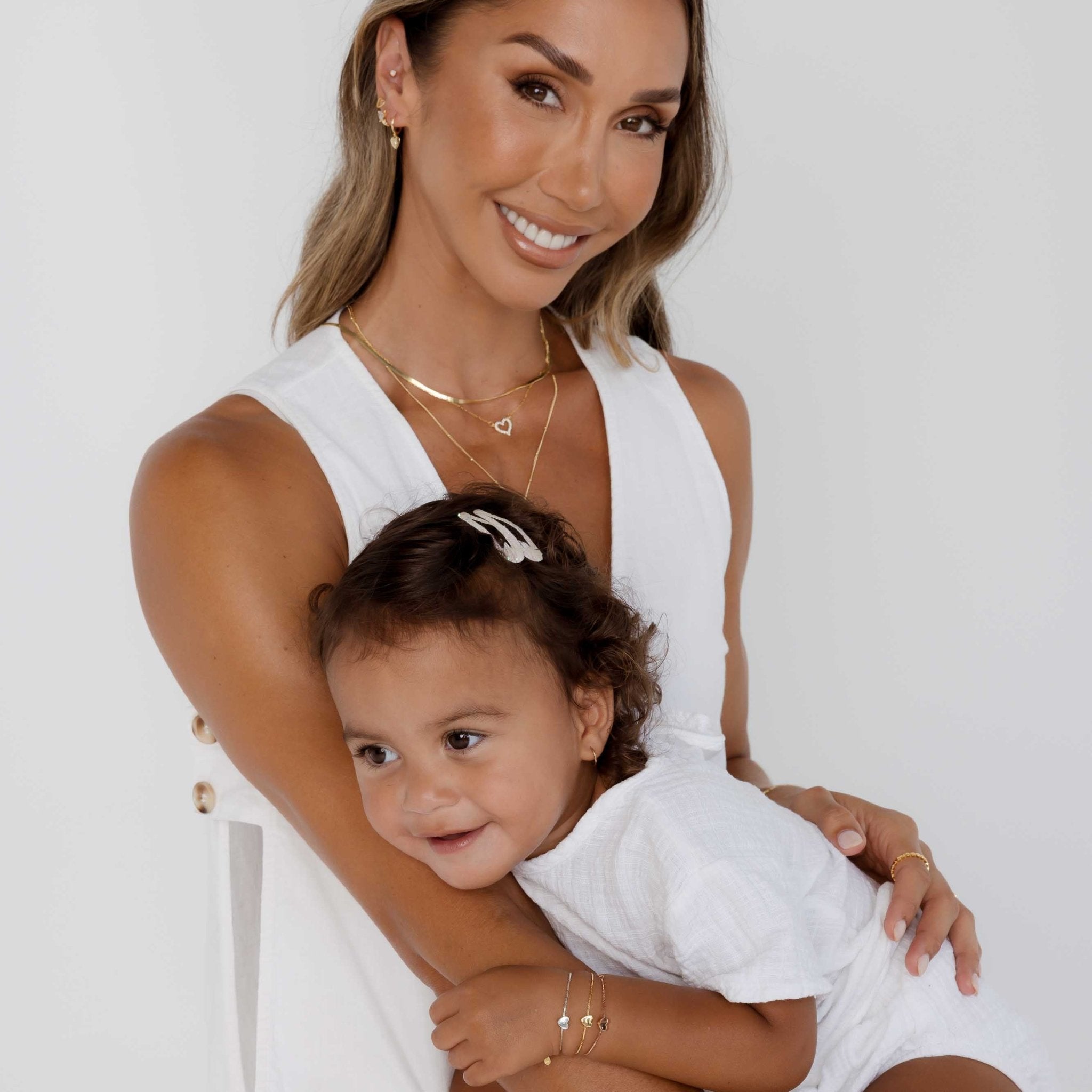 Solid Heart Chain Bracelet - Mum & Me Set - Camile & Stone