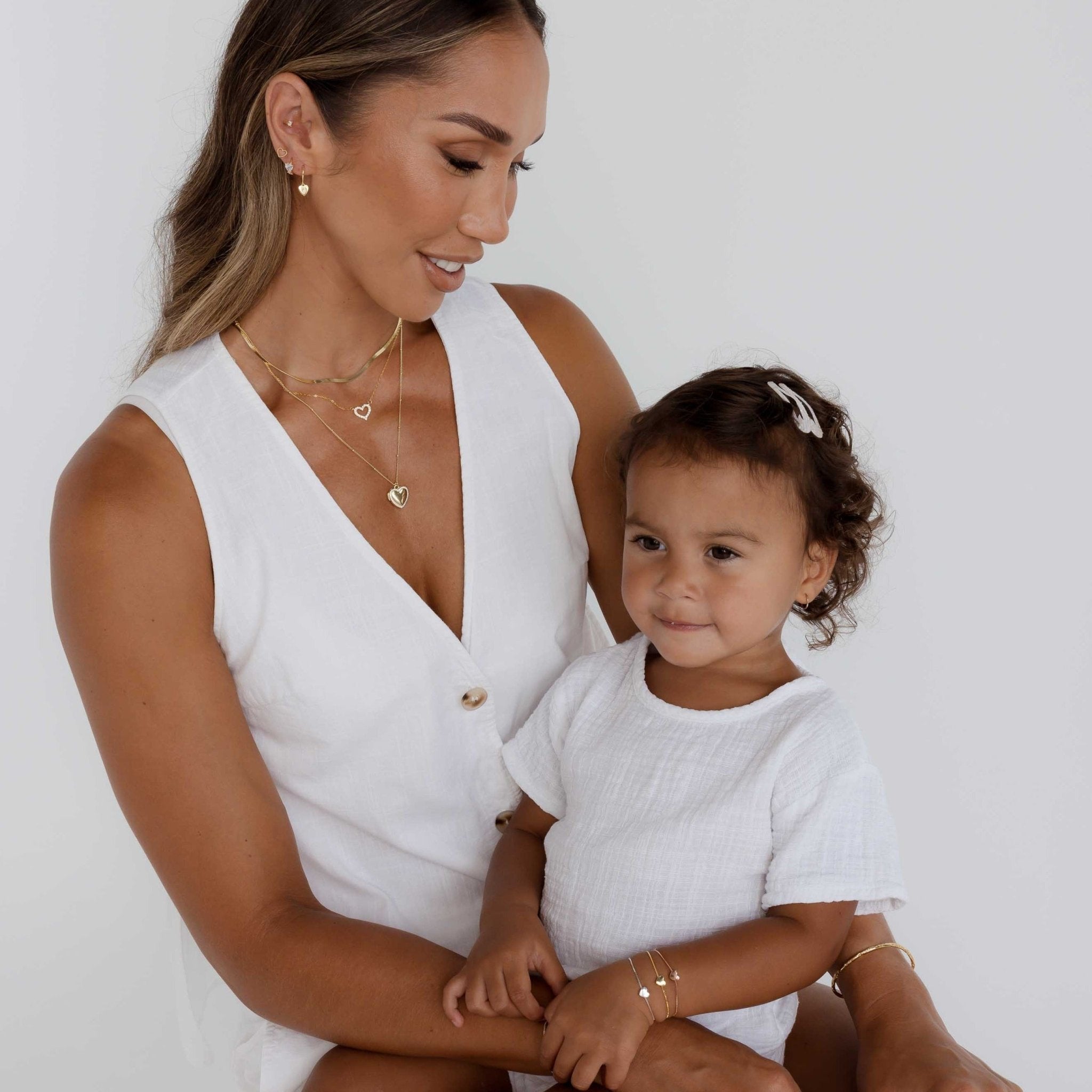 Solid Heart Chain Bracelet - Mum & Me Set - Camile & Stone