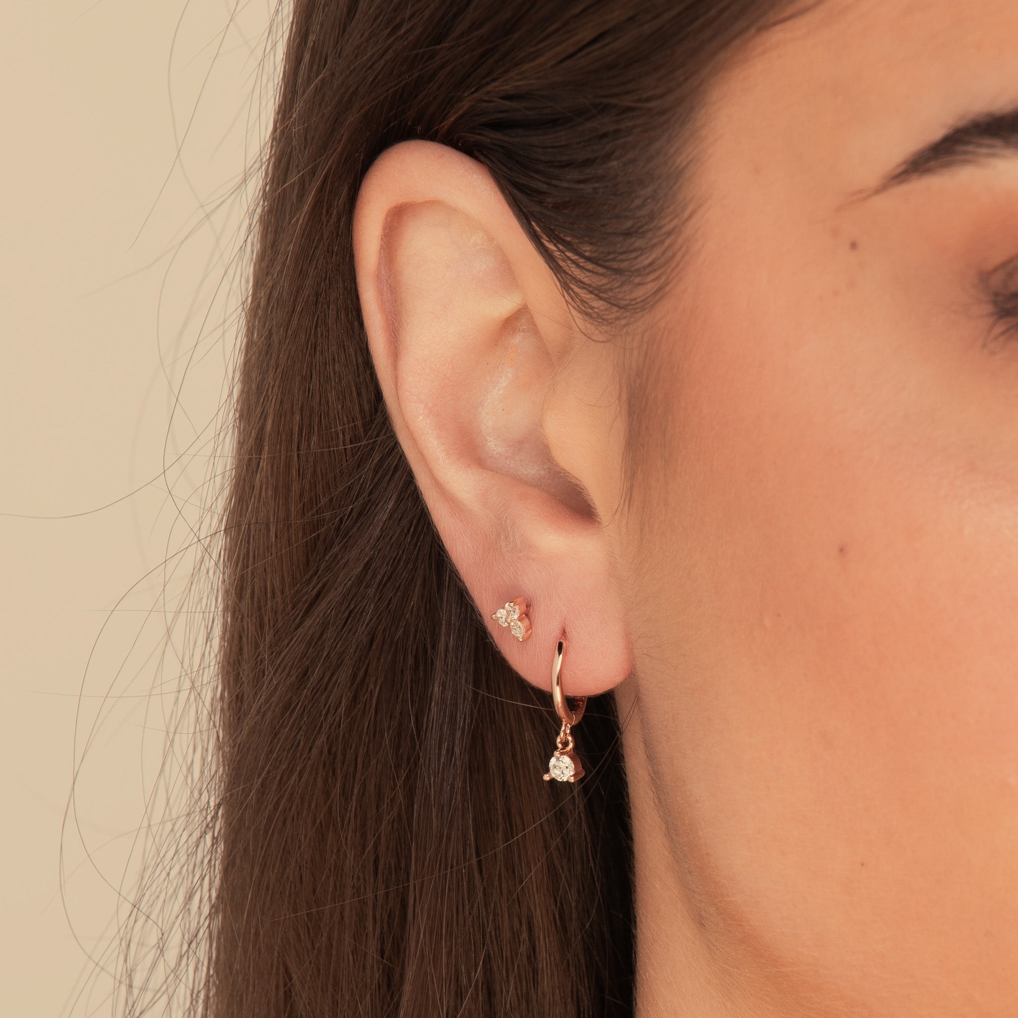 Solitaire Hoop Huggie Earrings - Camile & Stone