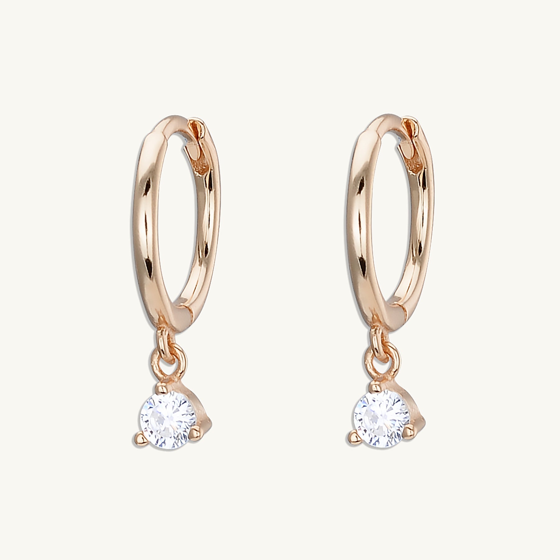 Solitaire Hoop Huggie Earrings - Camile & Stone
