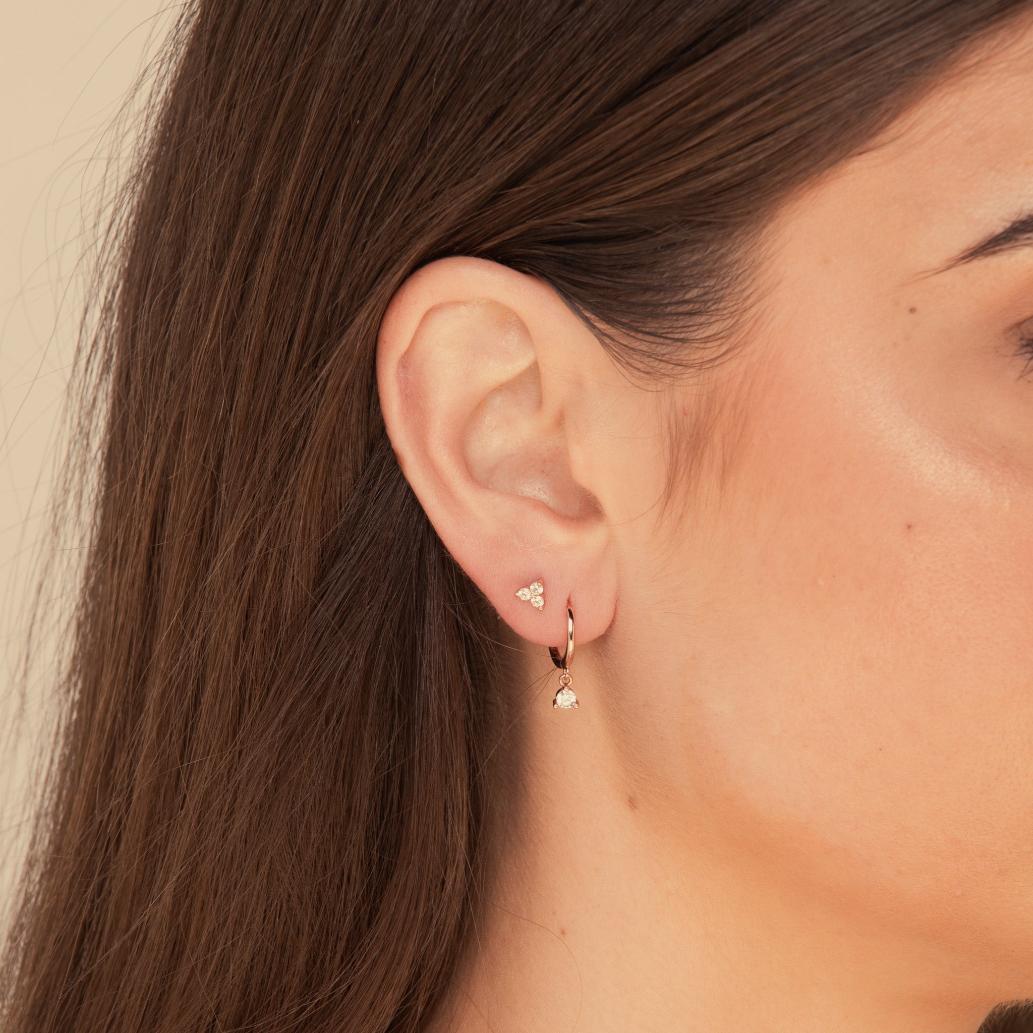 Solitaire Hoop Huggie Earrings - Camile & Stone